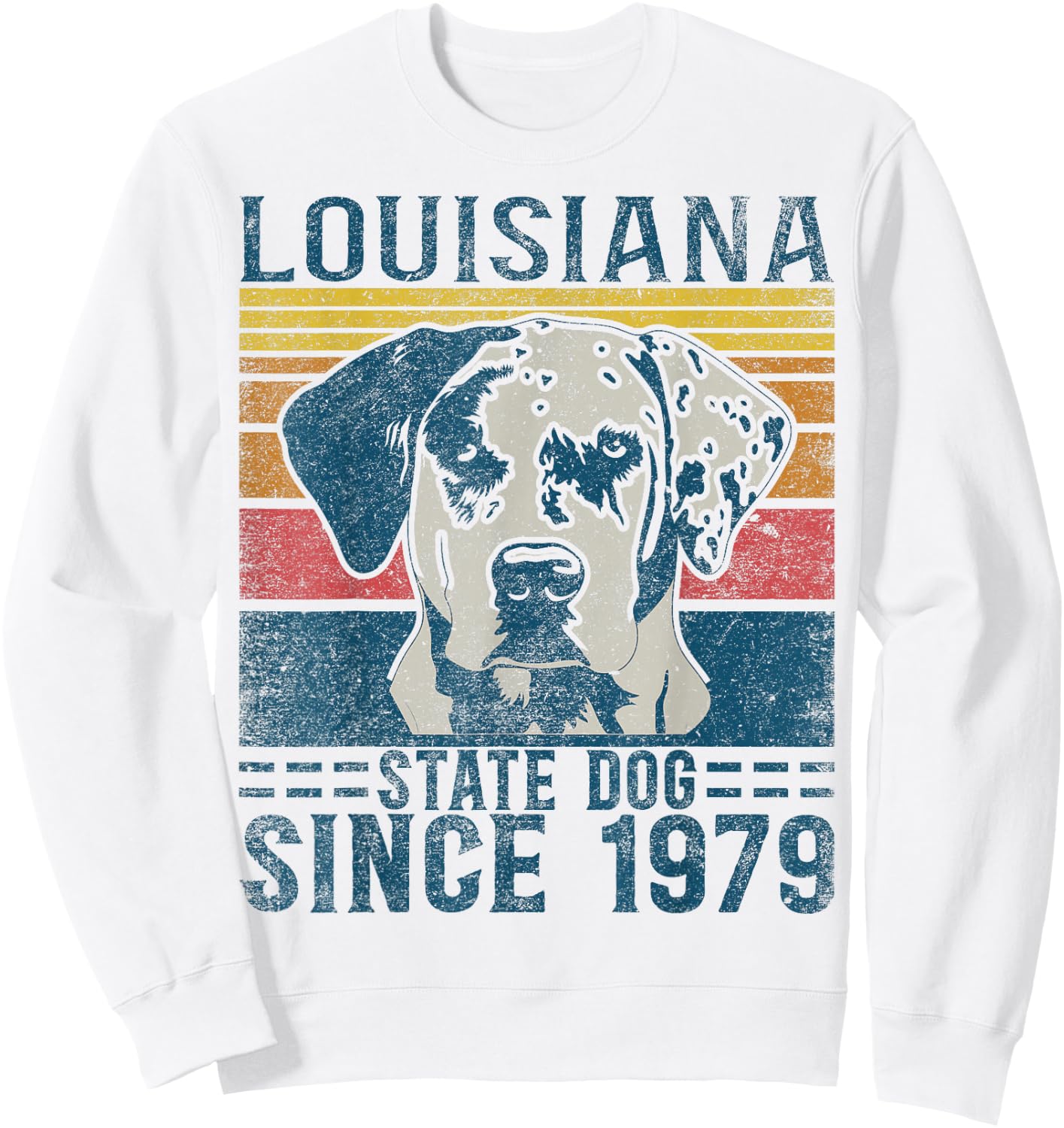 Louisiana Catahoula Leopard Dog Fan Lover Retro Sweatshirt - Sweatshirt | White