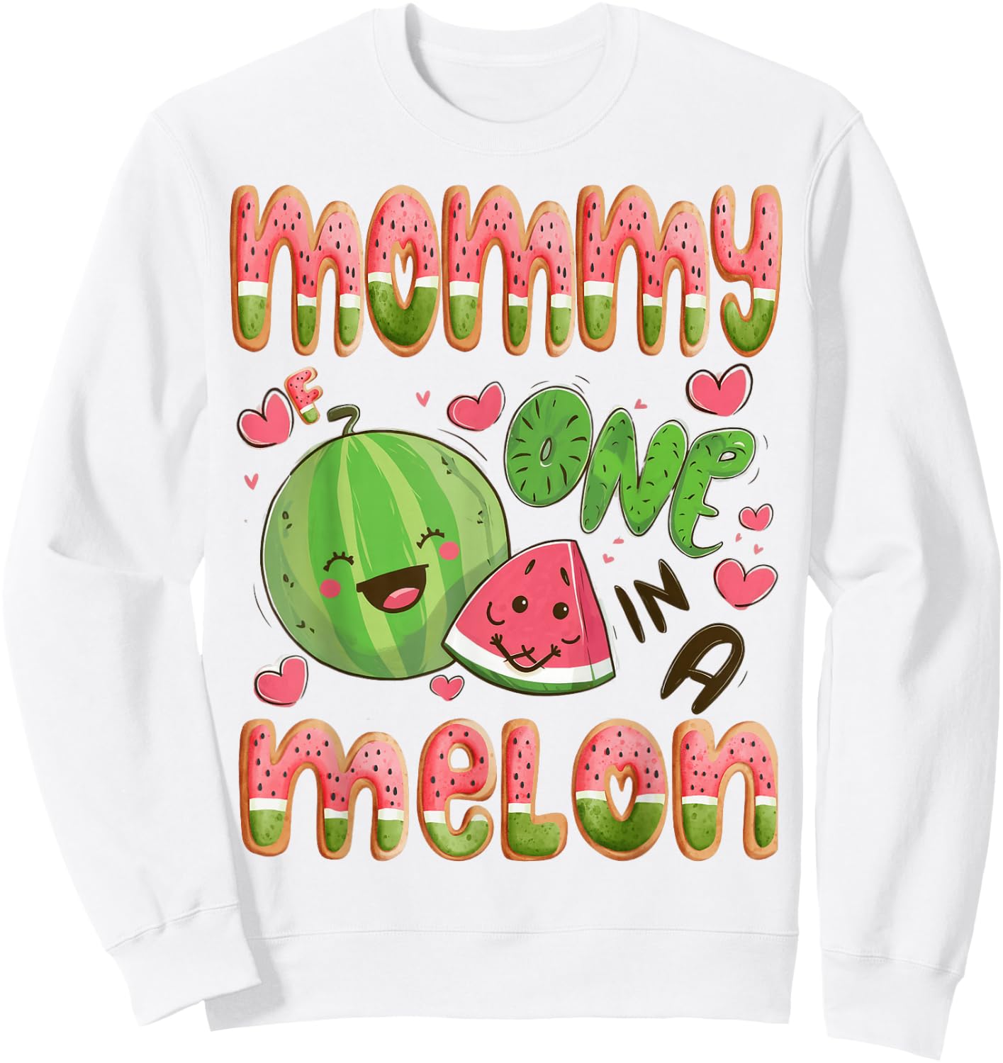 Mommy Of One In A Melon 1St Birthday Watermelon Bday Party Sweatshirt - Sweatshirt | White