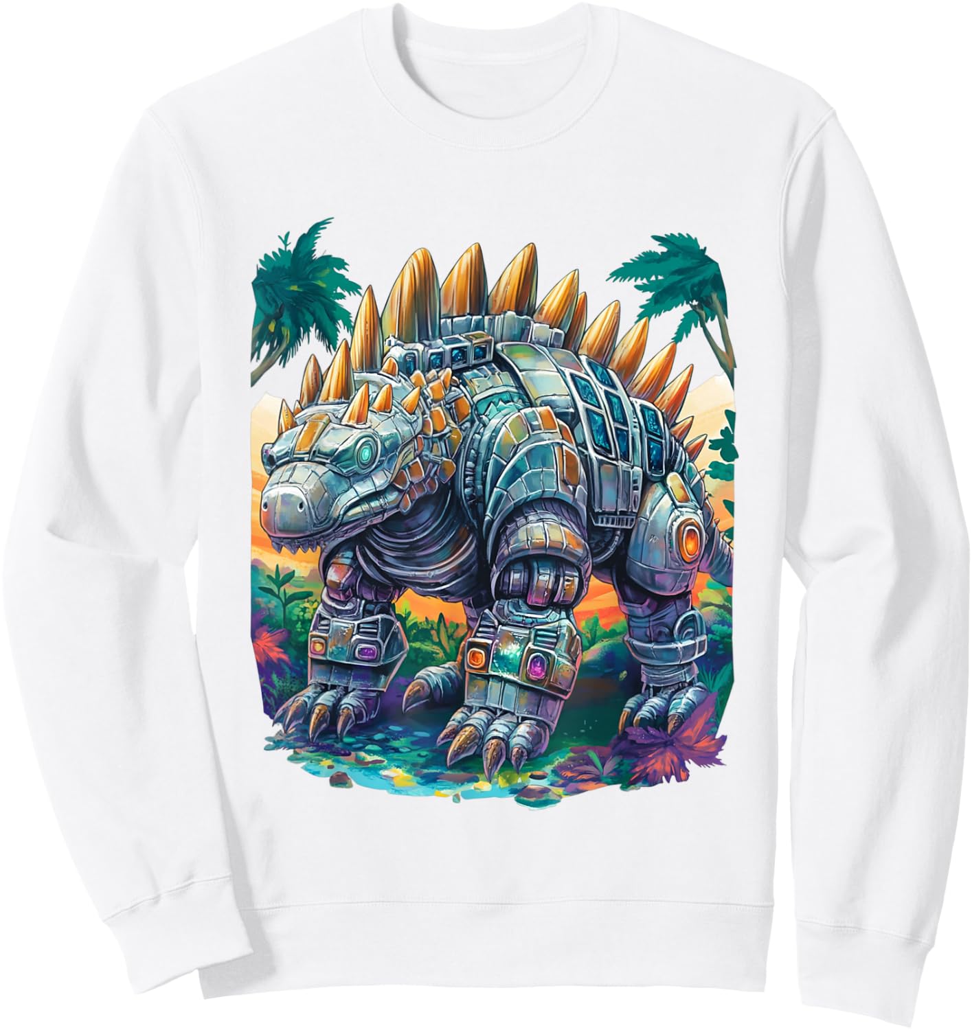 Ankylosaurus Dinosaur Robot Sweatshirt - Sweatshirt | White