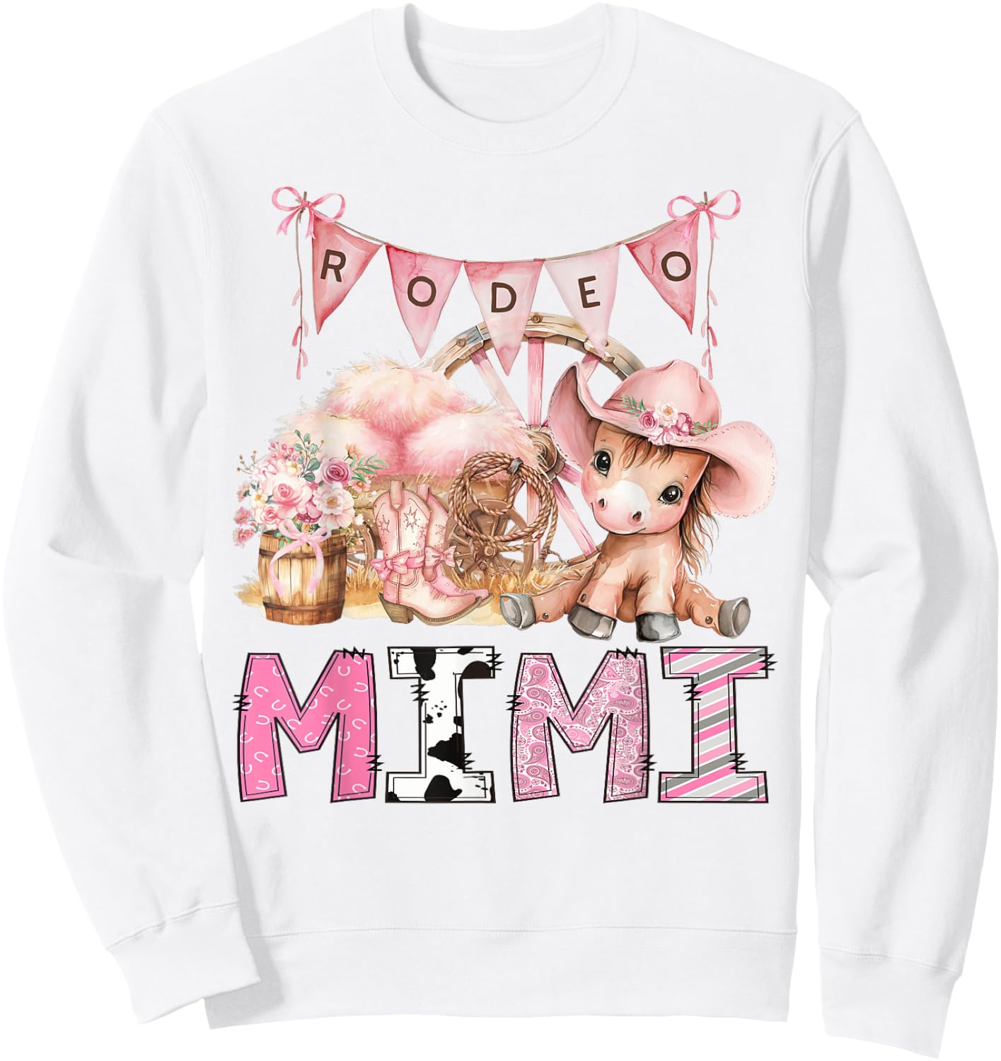 CowGirl Rodeo Mimi Pink Coquette 1St Birthday Party Sweatshirt - Sweatshirt | White