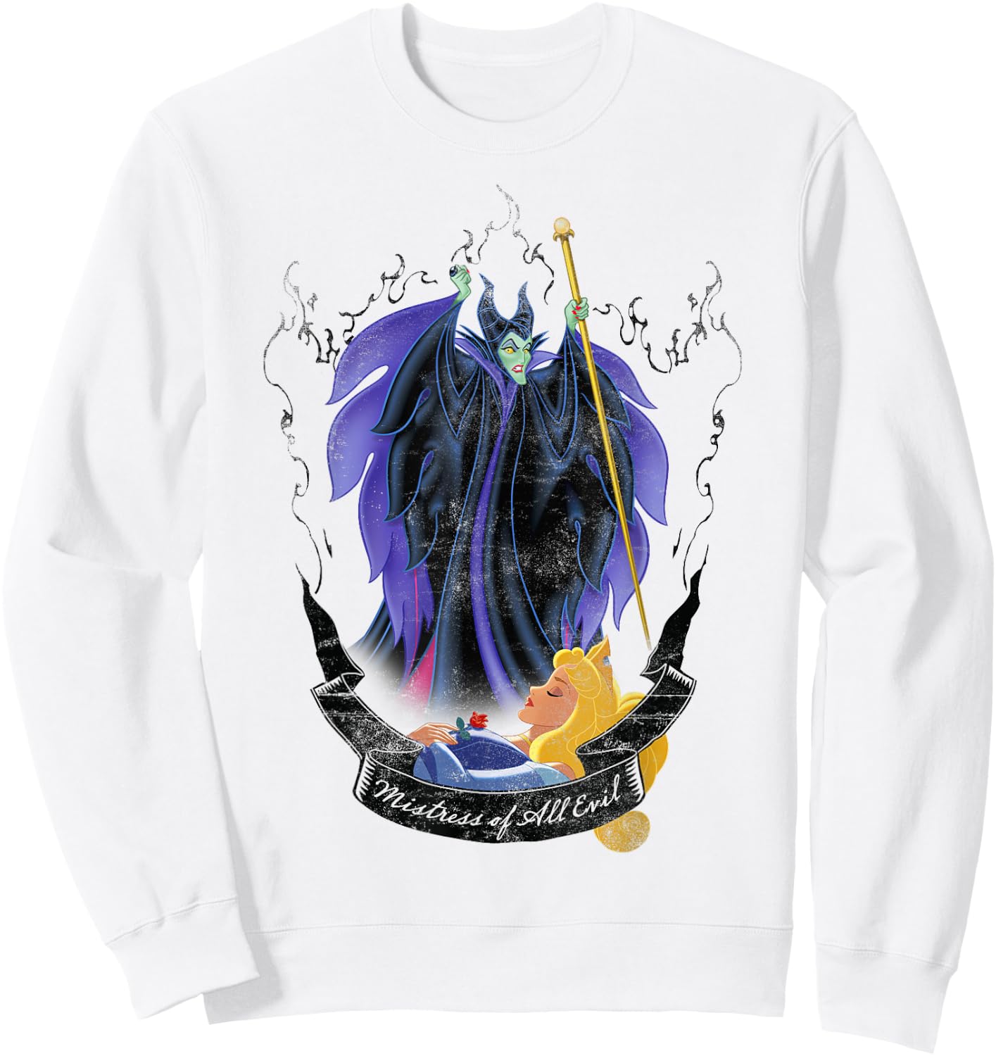 Disney Sleeping Beauty Maleficent and Aurora Flame Portrait Sweatshirt - Sweatshirt | White