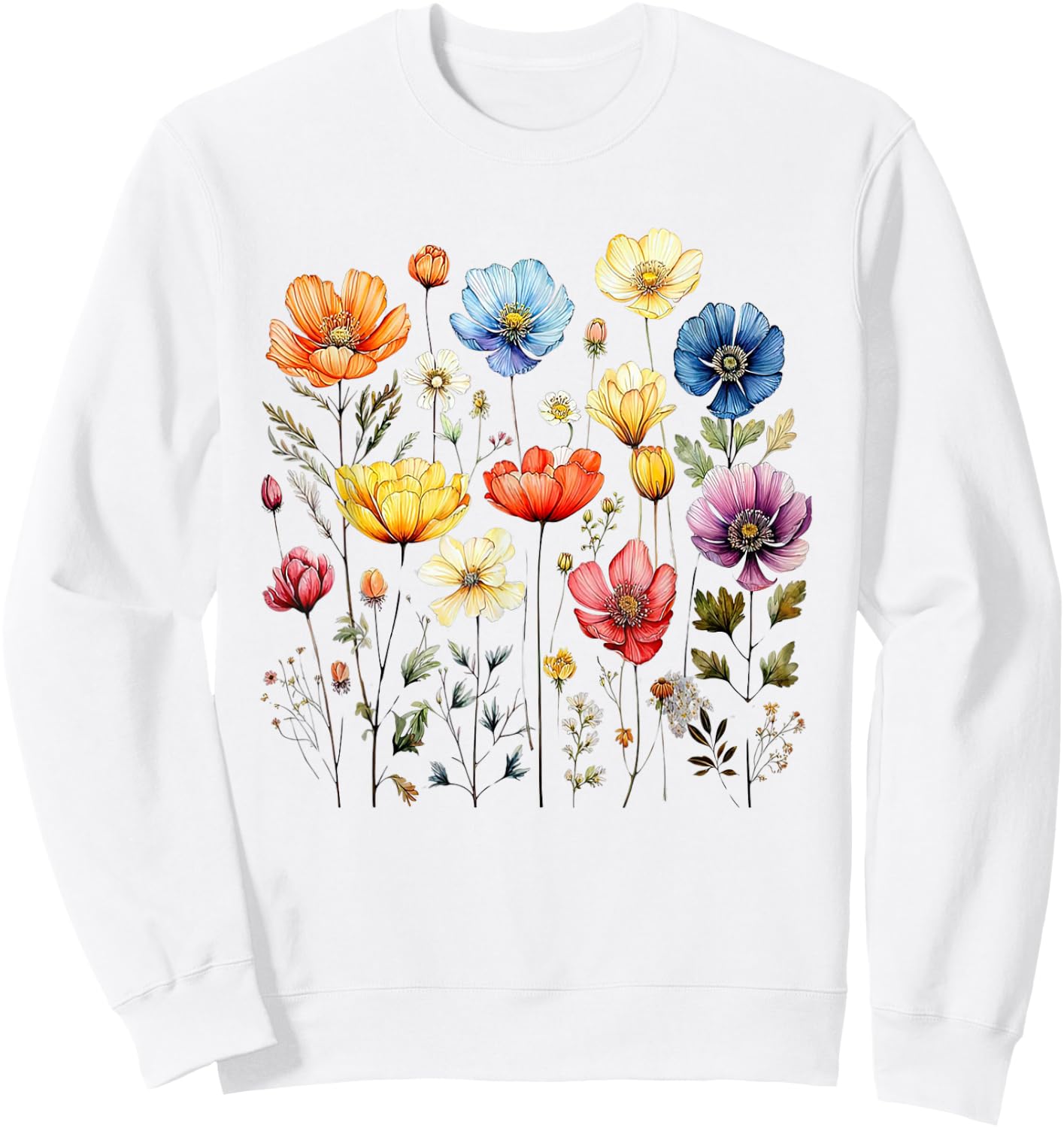 Wildflowers Summer Garden Spring Flowers Retro Women , white, S Sweatshirt - Sweatshirt | White