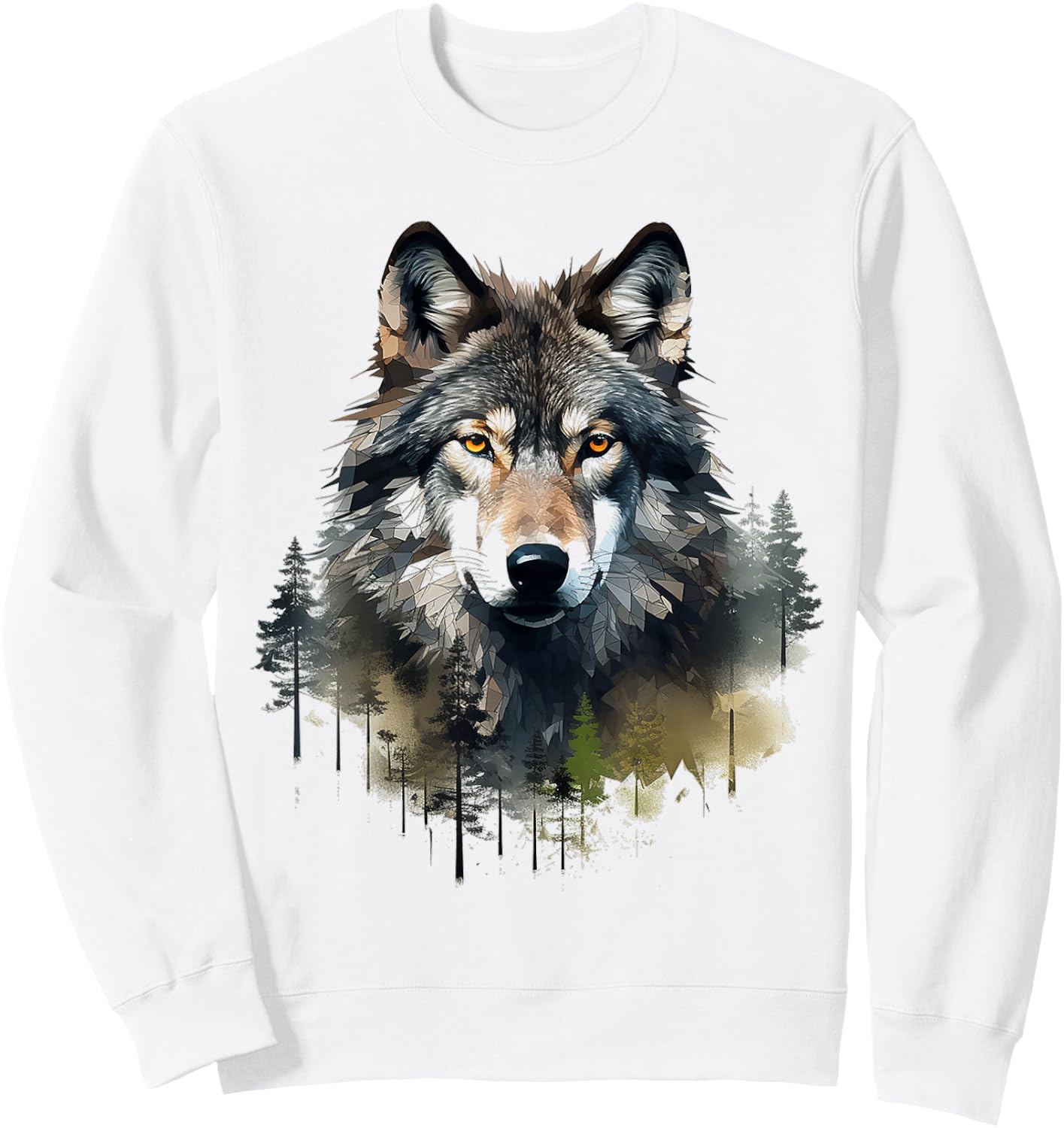 Wolf Animal Nature Pattern Abstract Illustration Painting Wolf , white, S Sweatshirt - Sweatshirt | White