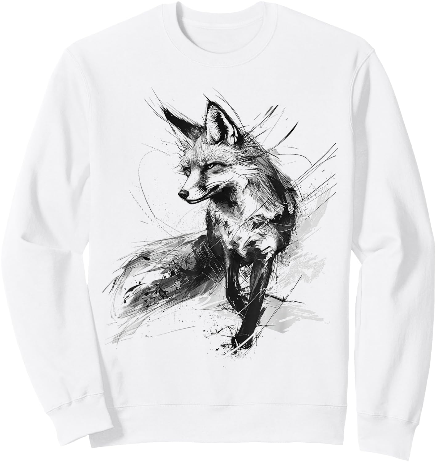 Fuchs Tierdruck Zoo Zeichnung Kunstwerk Abstrakter Fuchs Sweatshirt - Sweatshirt | White