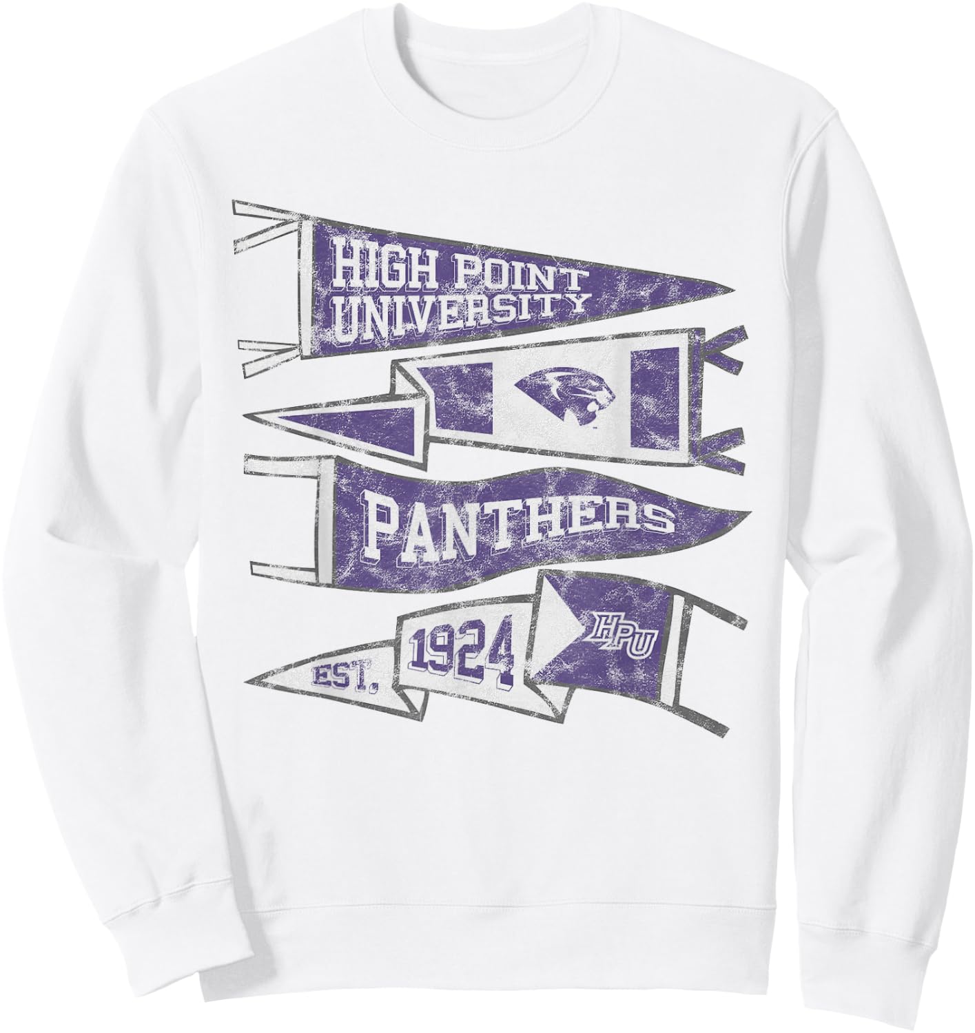 High Point University Panthers Distressed Pennants Sweatshirt - Sweatshirt | White