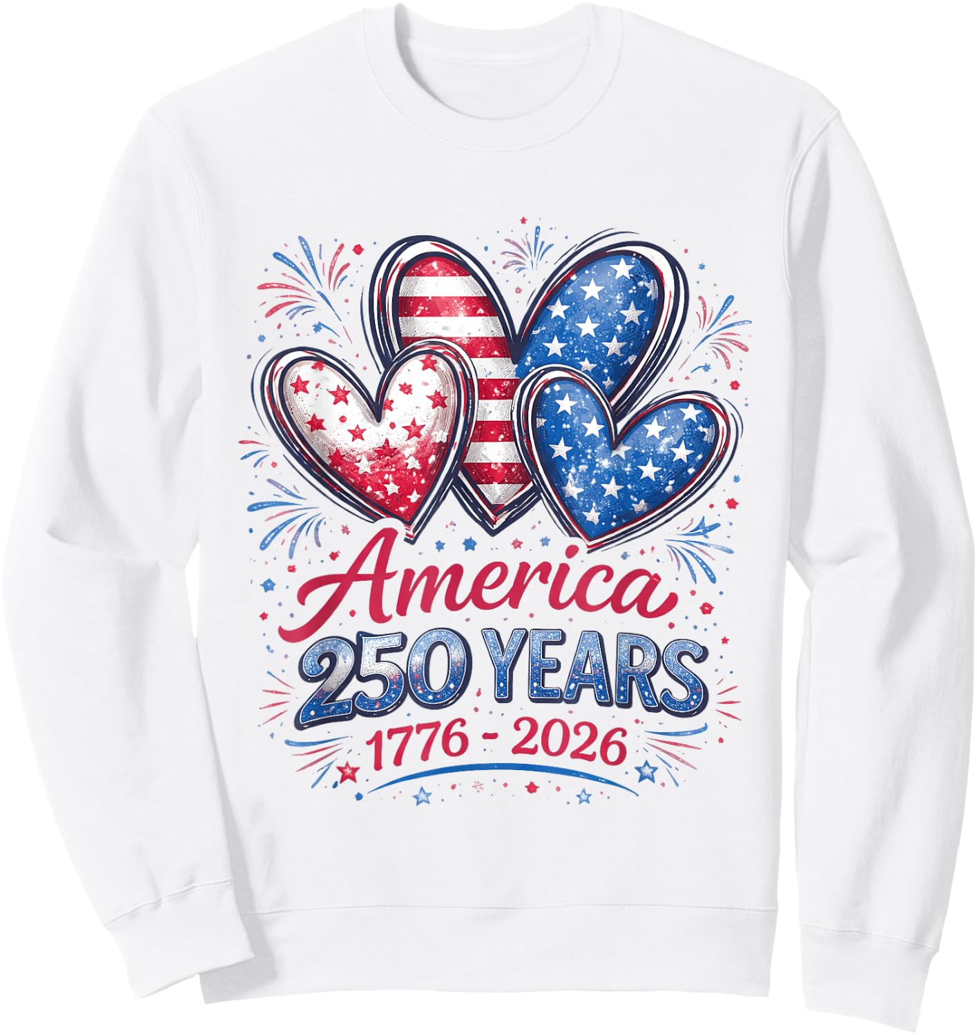 250th Anniversary America Flag Heart 250 Year Women Girls Sweatshirt - Sweatshirt | White