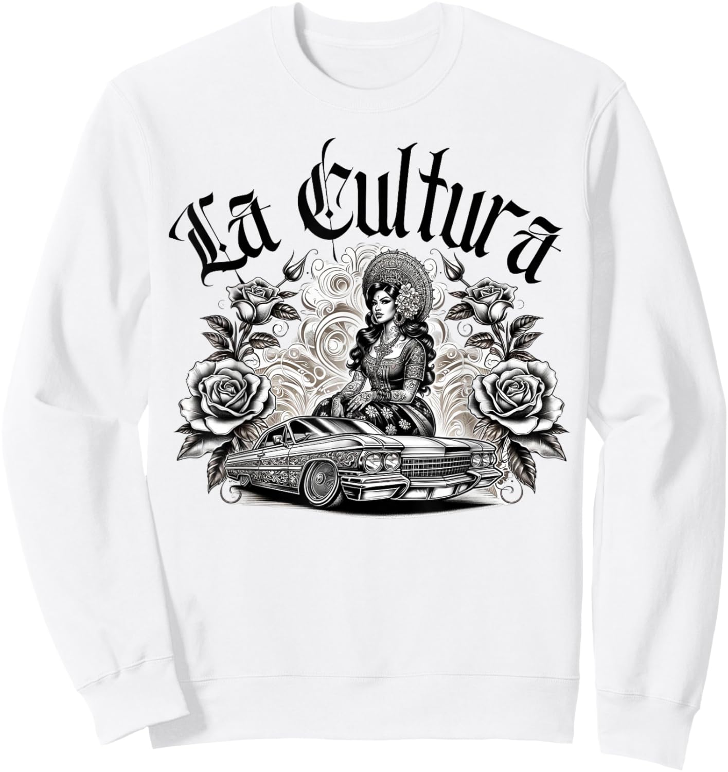 Mexican Street Culture Lowrider Beautiful Latina La Cultura Sweatshirt - Sweatshirt | White