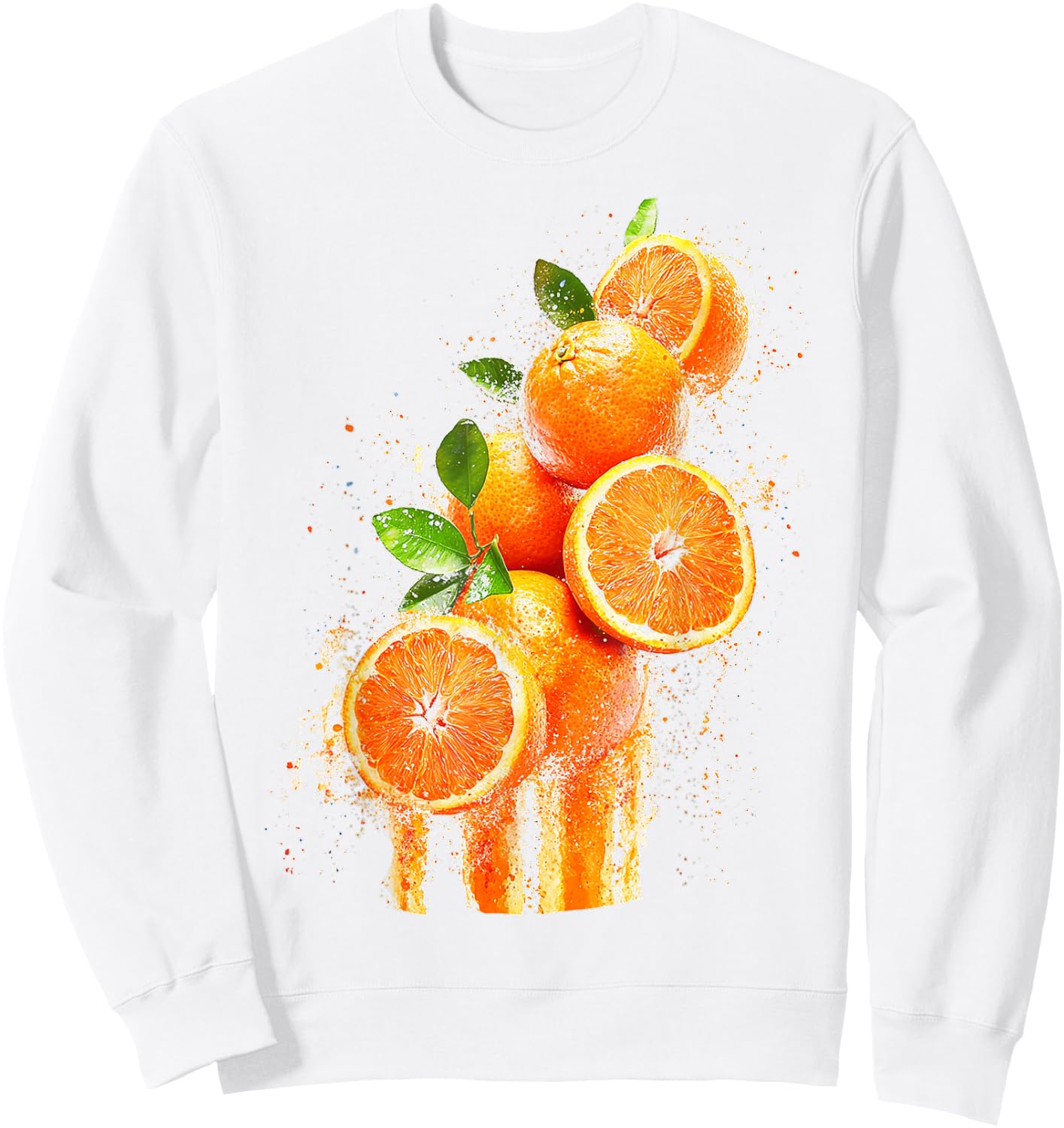 Orange Fruit Motif Colourful Illustration Orange , White Sweatshirt - Sweatshirt | White