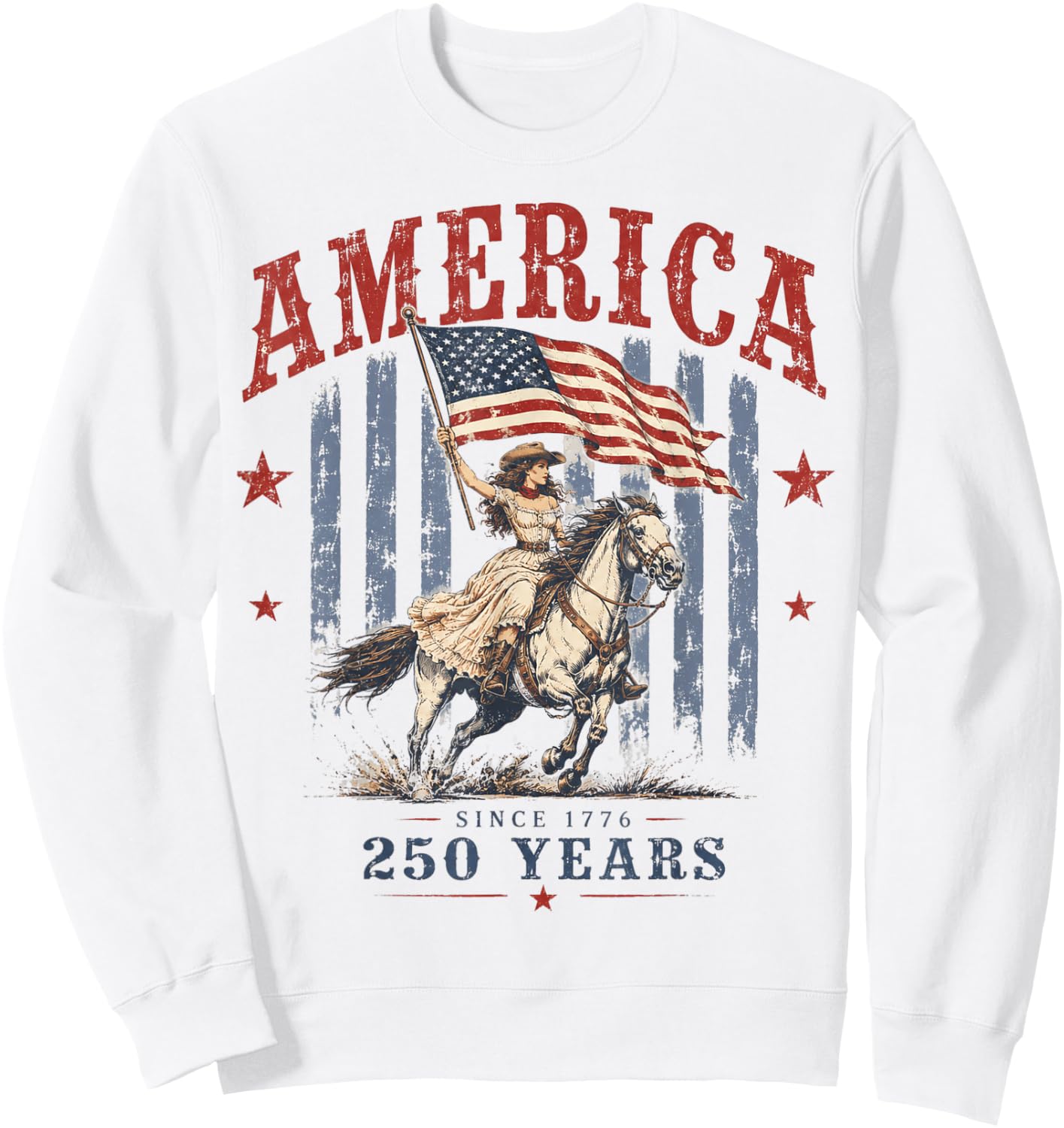 America 250 Years Patriotic Cowgirl 4th July for Girl Women Sweatshirt - Sweatshirt | White