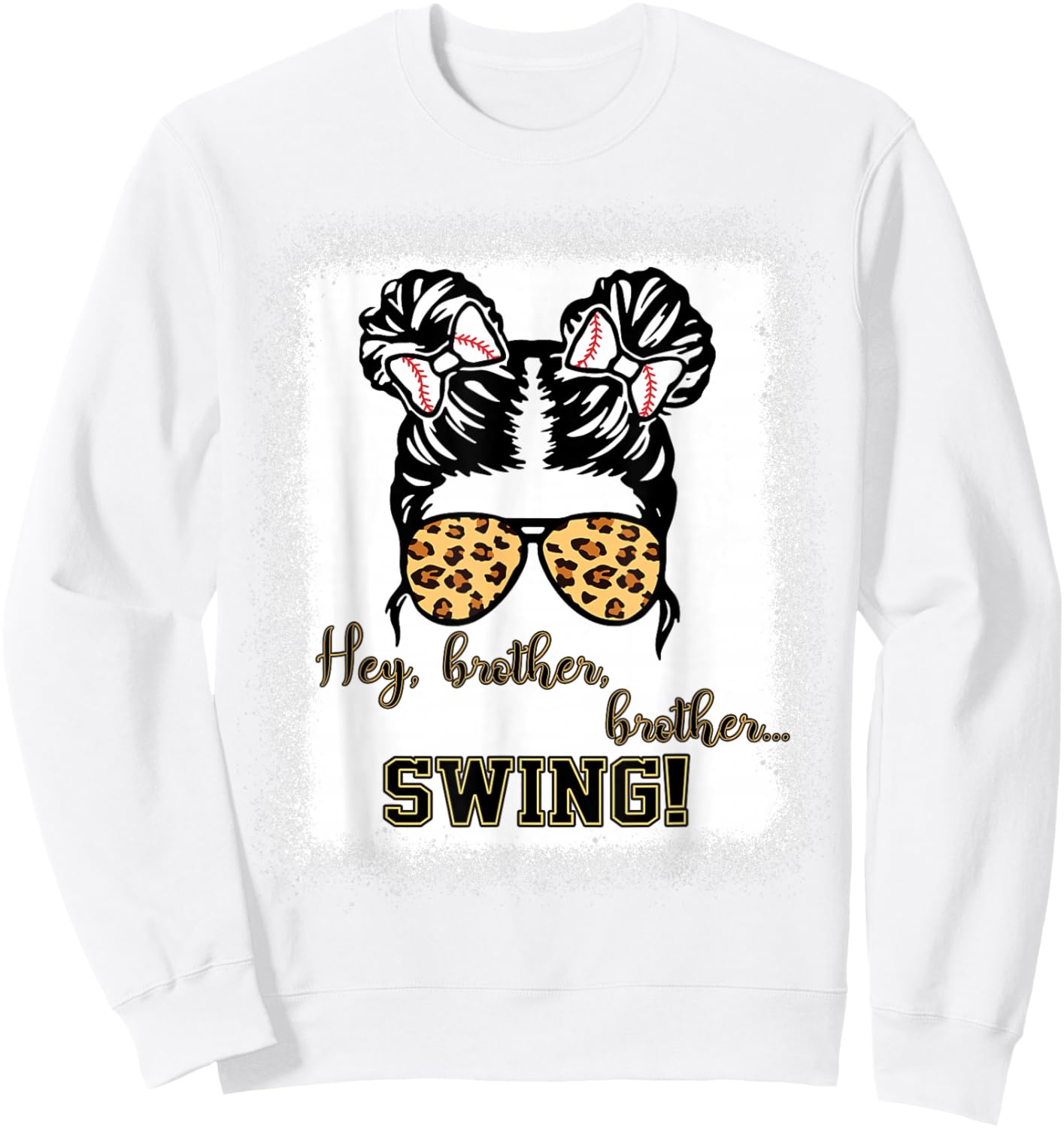 Kids Baseball Sister Hey Brother Brother Swing Toddler Girls Sweatshirt - Sweatshirt | White