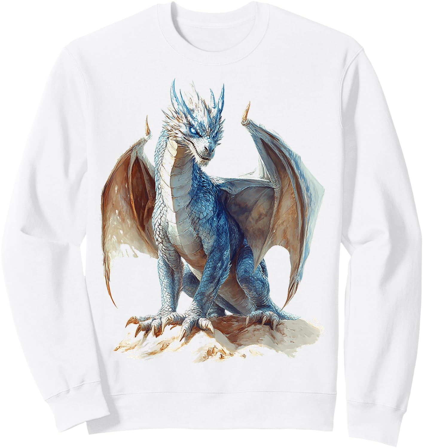 Drake Dragon Mythical Illustration Drake Dragon , white, S Sweatshirt - Sweatshirt | White