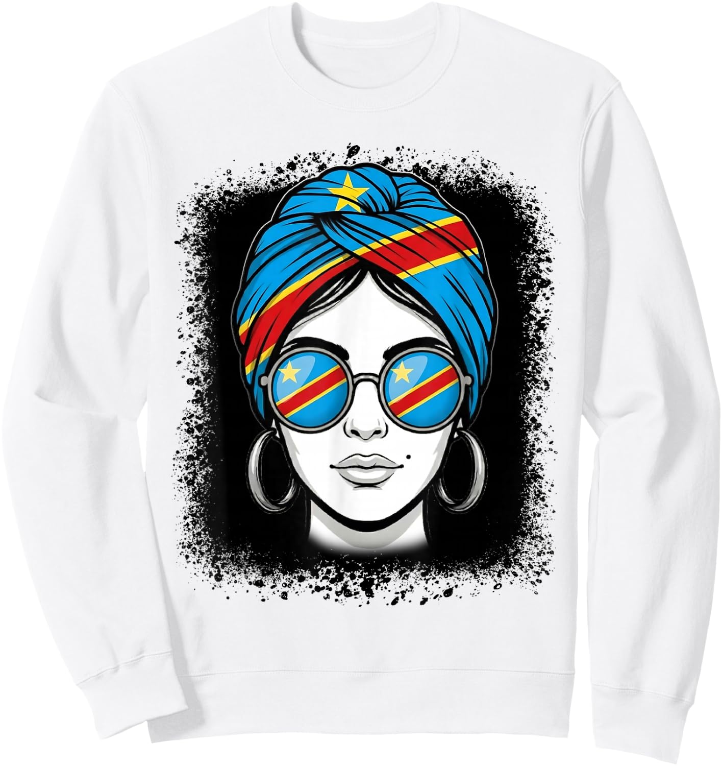 Congolese Flag Woman DRC Pride Travel Vacation Sweatshirt - Sweatshirt | White