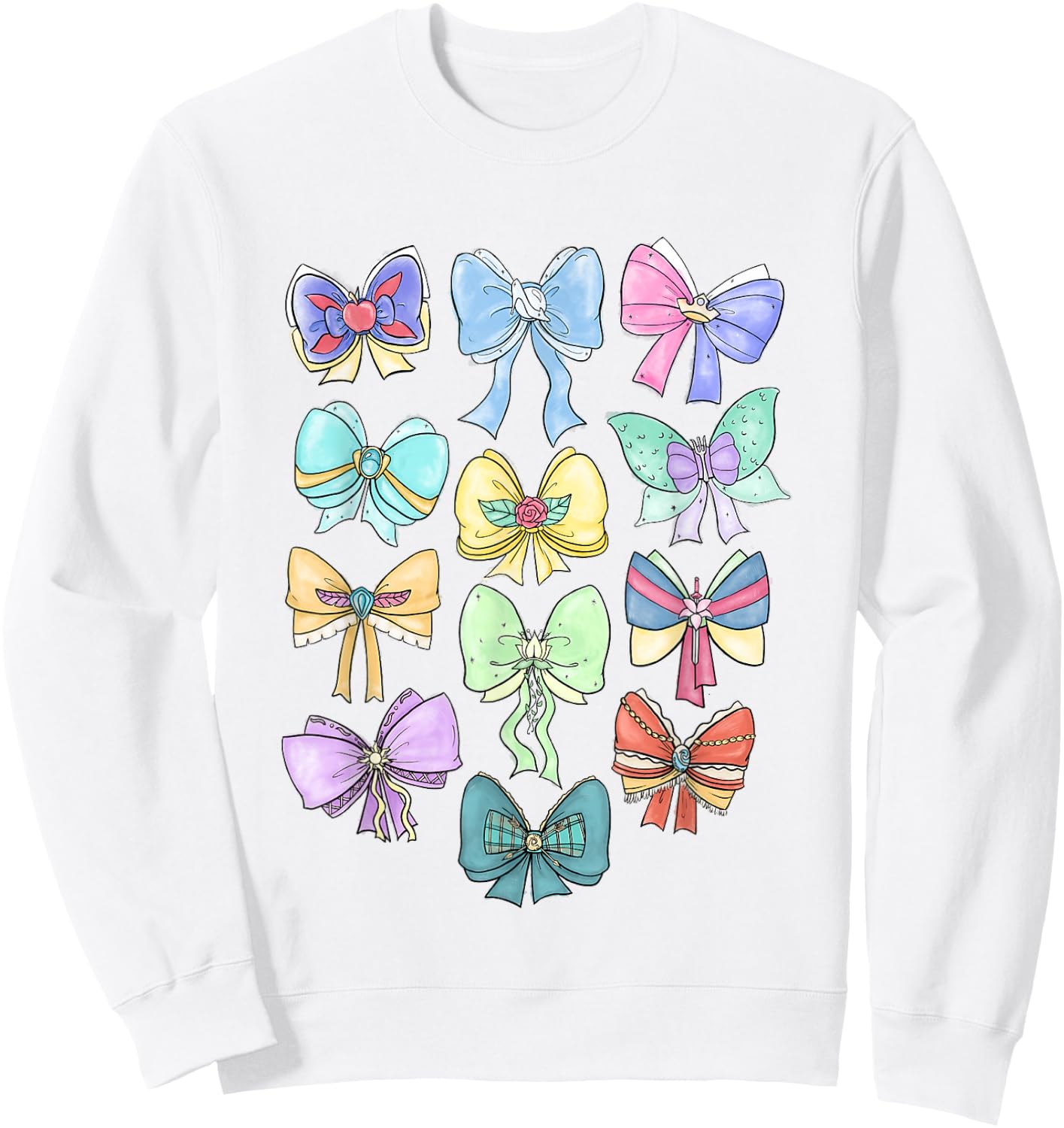 Disney Princess Cute Ribbons and Bows Pastel Colors Logo Sweatshirt - Sweatshirt | White