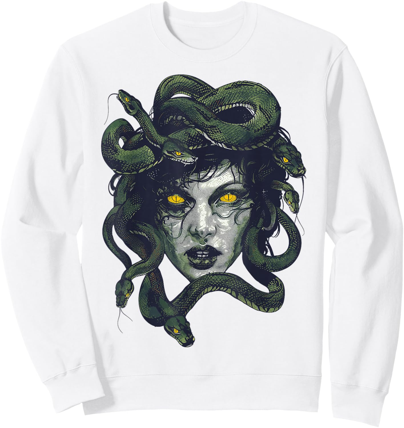 Medusa Greek Mythology Goddess with Snake Hair Sweatshirt - Sweatshirt | White