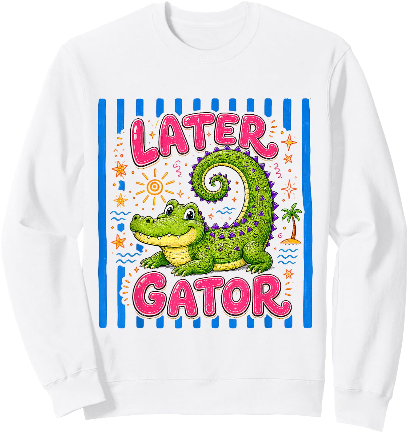 Cute See You Later Gator Crocodile Graphic Boy Girl Toddler Sweatshirt - Sweatshirt | White