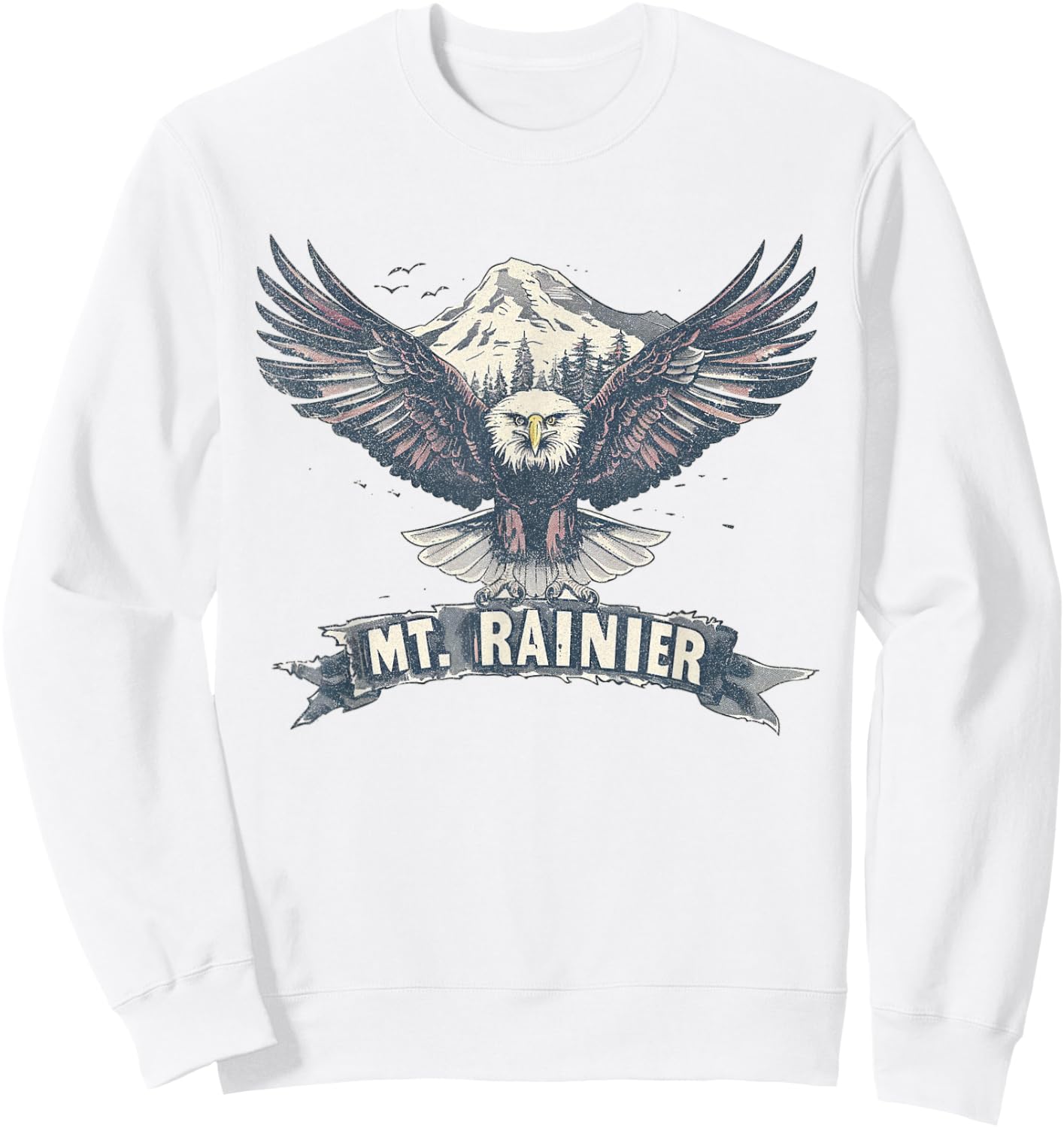 Mount Rainier - US National Park Vintage Men Women Retro Sweatshirt - Sweatshirt | White