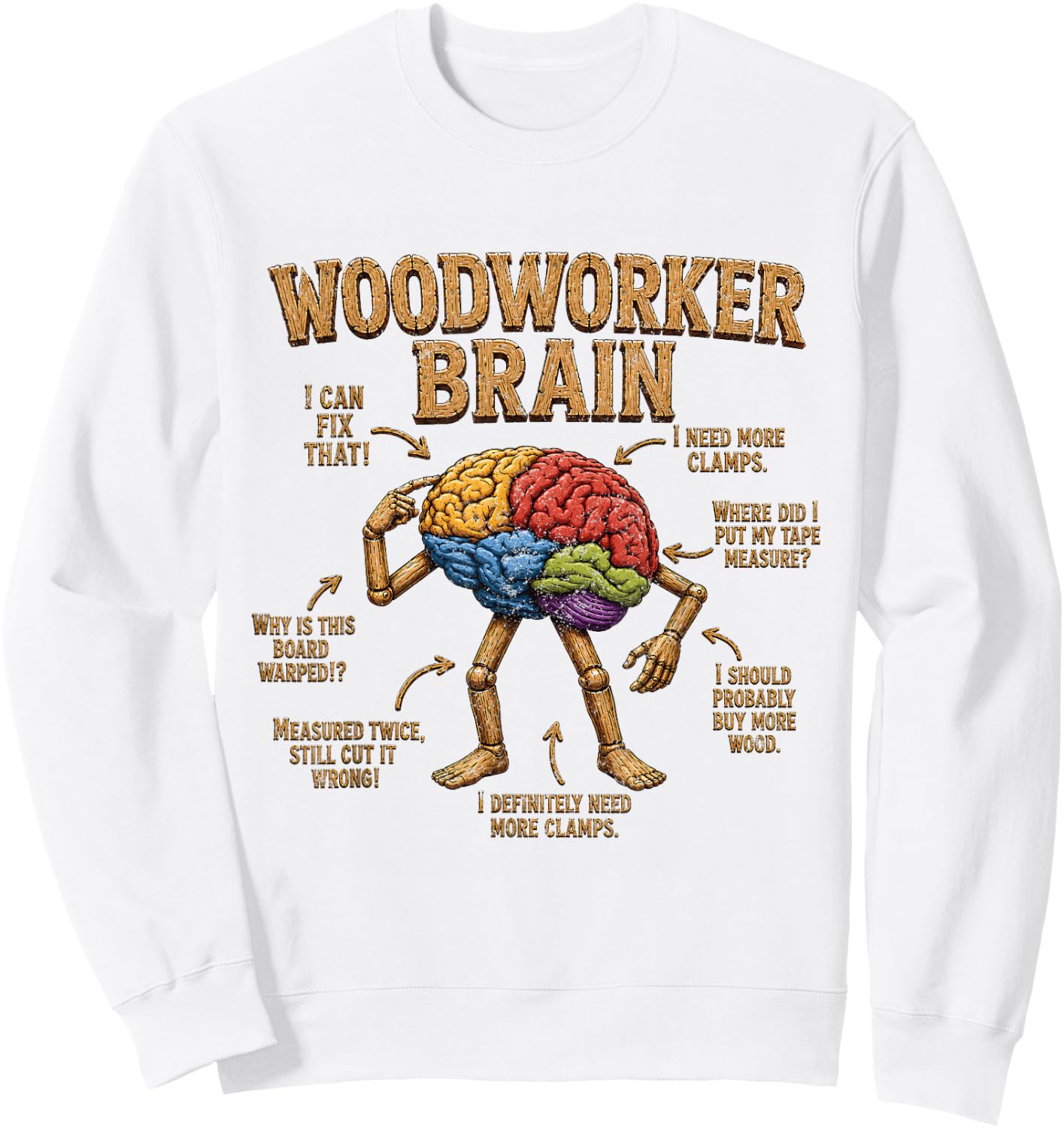 Woodworker Brain Anatomy Funny Lumber Woodworking Carpenter Sweatshirt - Sweatshirt | White