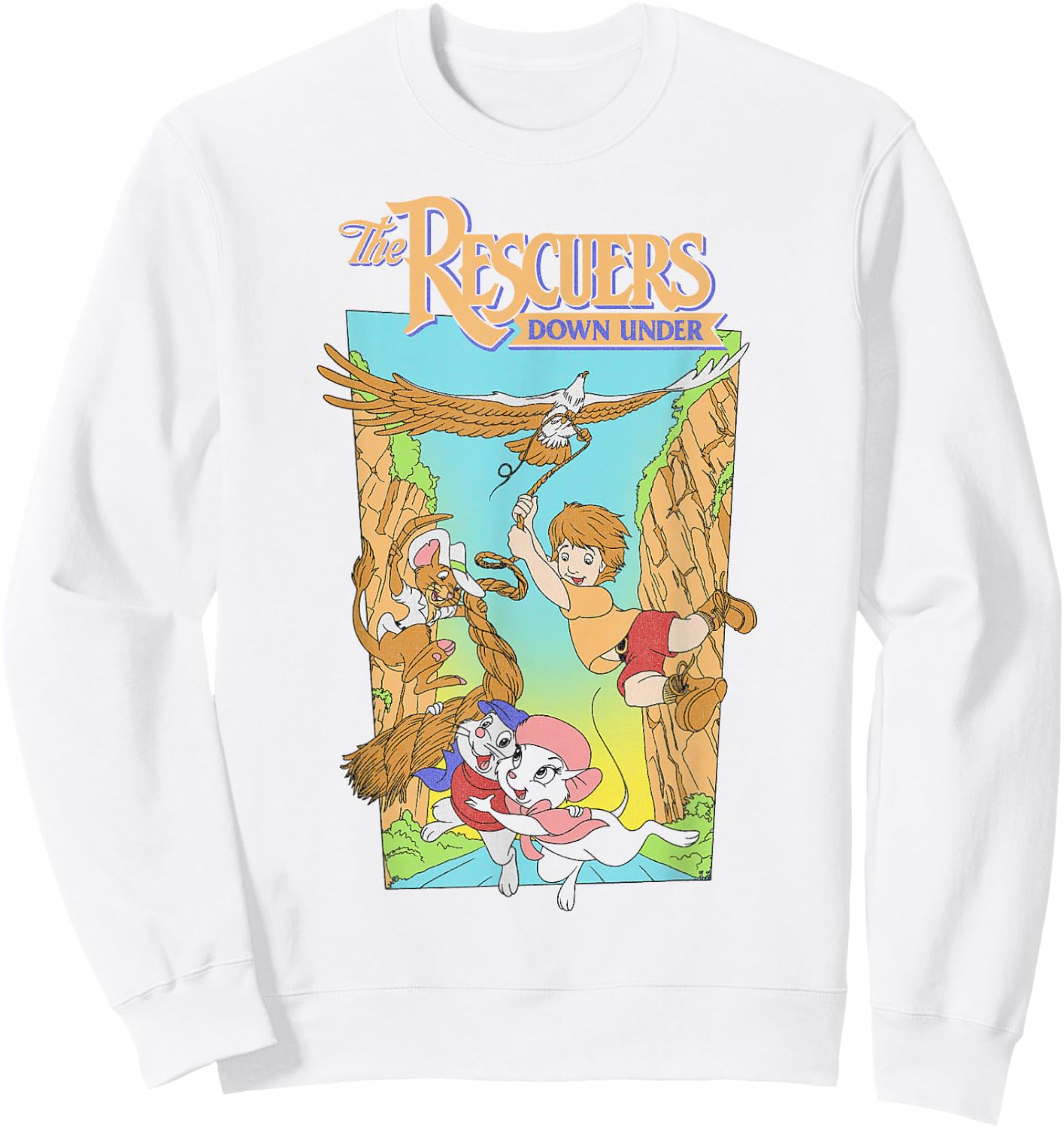 Disney Rescuers Cody Eagle Poster Style Distressed Sweatshirt - Sweatshirt | White