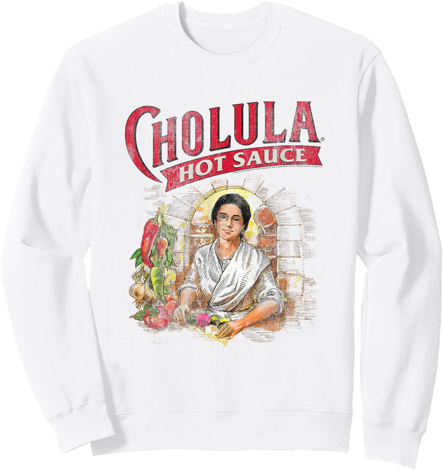 Ripple Junction x Cholula Mother Of Spices Hot Sauce , white, S Sweatshirt - Sweatshirt | White