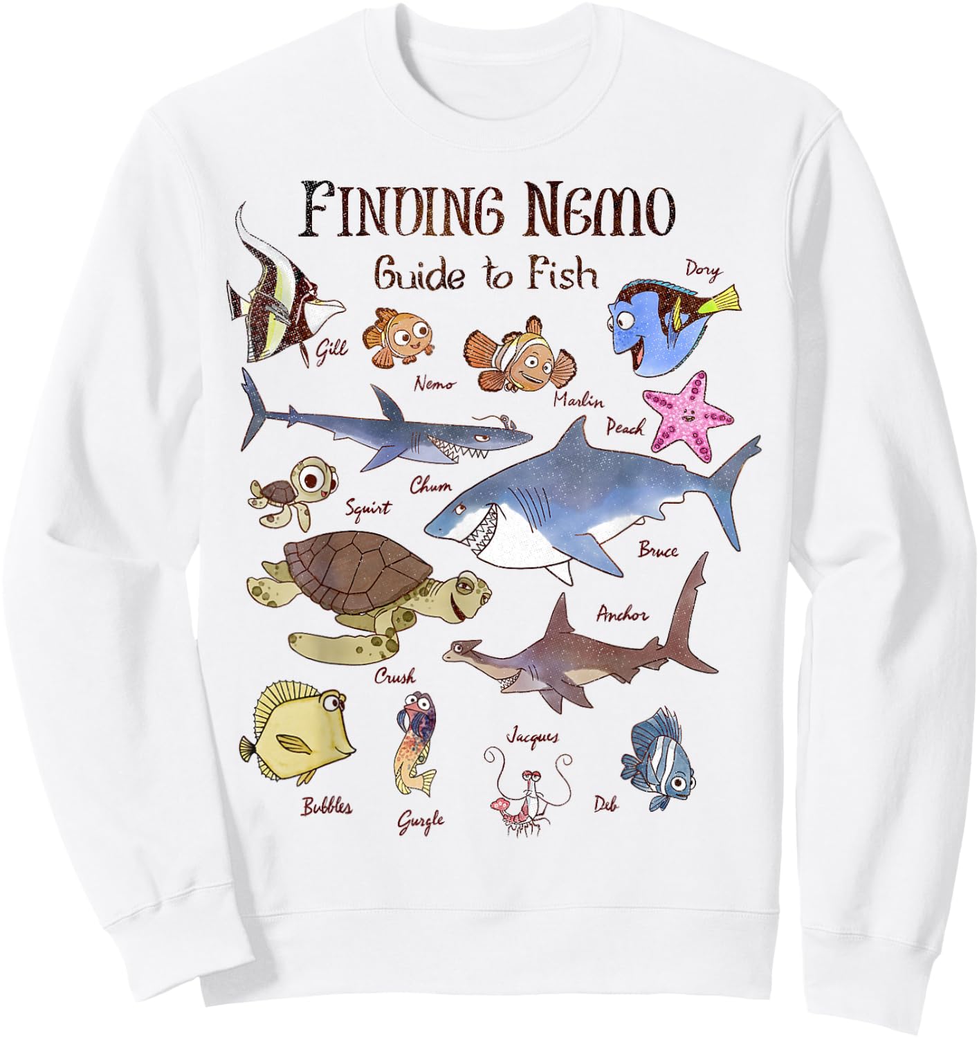 Disney Pixar Finding Nemo Guide to Fish Textbook Sketches Sweatshirt - Sweatshirt | White