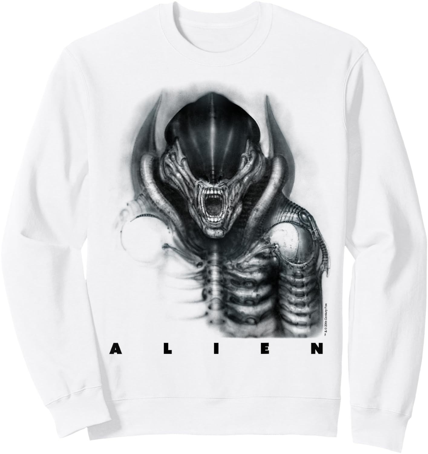 Aliens Iconic Epic Xenomorph Faded Big Chest Epic Portrait Sweatshirt - Sweatshirt | White