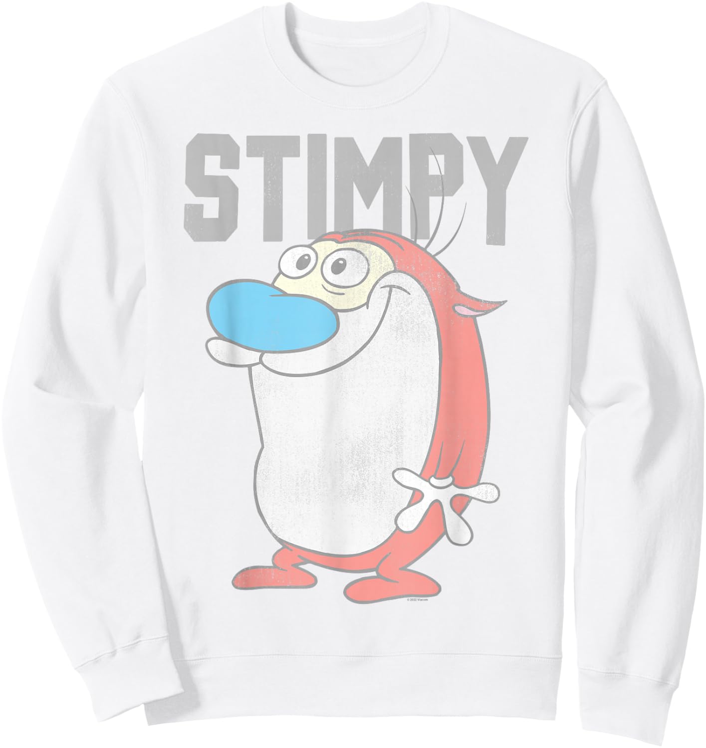 Ren and Stimpy College Stimpy , Weiß, S, Herren, , Cartoon, Klassisch, Polyester, Baumwolle, Halbarm Sweatshirt - Sweatshirt | White