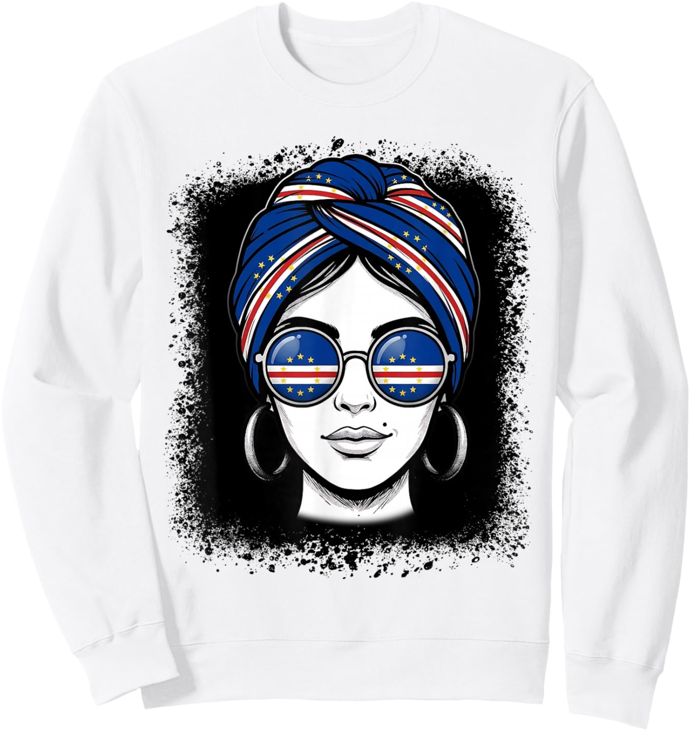 Cape Verde Flag Woman Turban Sunglasses Pride Sweatshirt - Sweatshirt | White