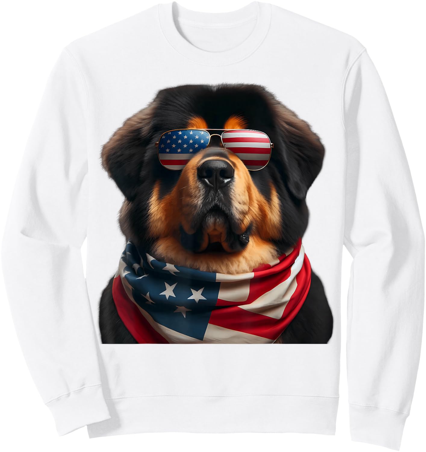 Tibetan Mastiff Dog 4th Of July American Independence Day Sweatshirt - Sweatshirt | White