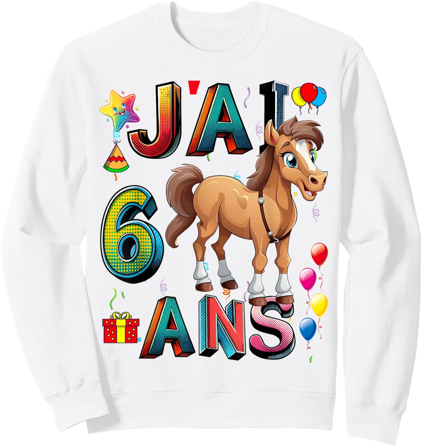 Child Horse Child 6 Years Birthday Boy Girl Horse Sweatshirt - Sweatshirt | White