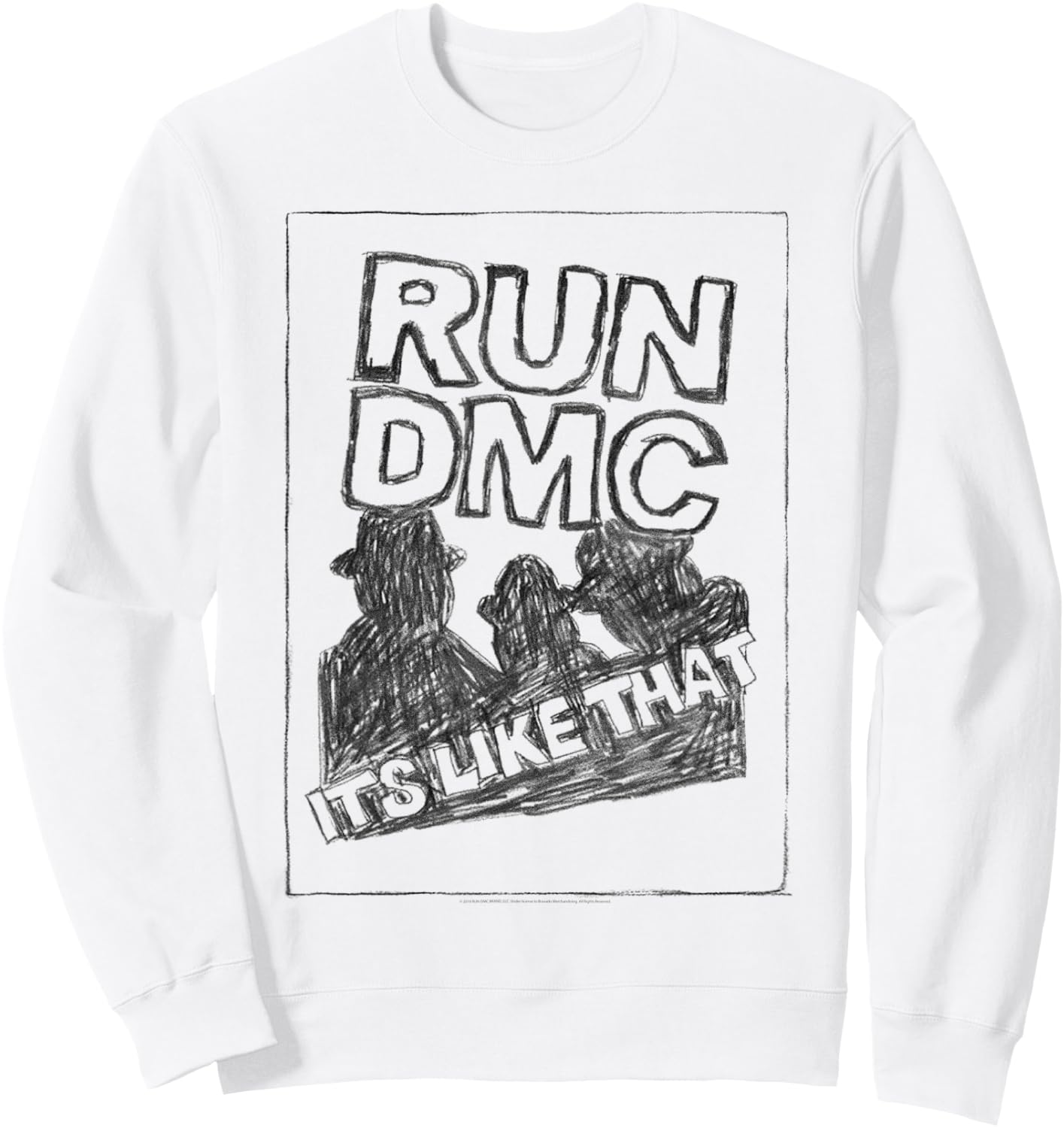 RUN--DMC Offiziell Lizenziertes Bravado It's Like That Sketch , Damen, -Jugendliche, -Erwachsene, Weiß, S, Kurzarm Sweatshirt - Sweatshirt | White