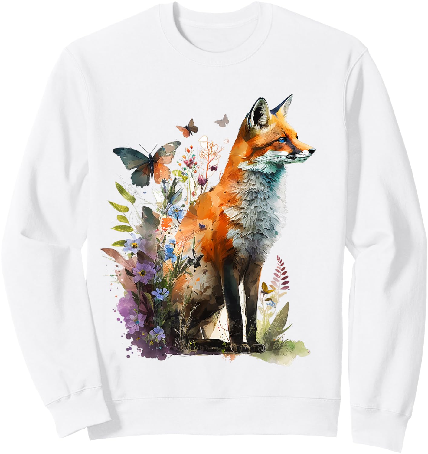 Fox Animal Lovers Forest Art Animal Fox , White Sweatshirt - Sweatshirt | White