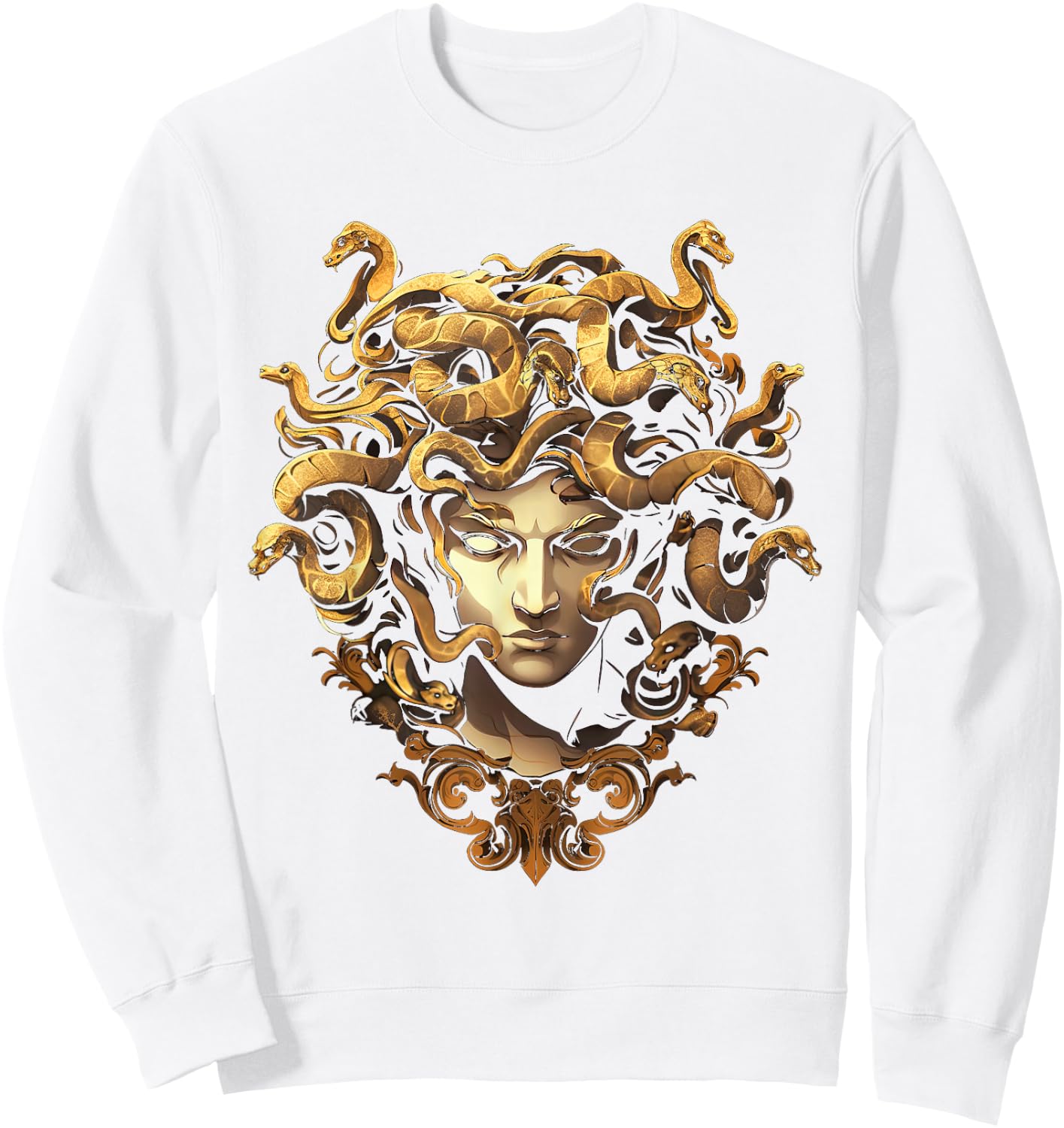 Medusahead Greek Mythology Ancient Snake Hair Sweatshirt - Sweatshirt | White