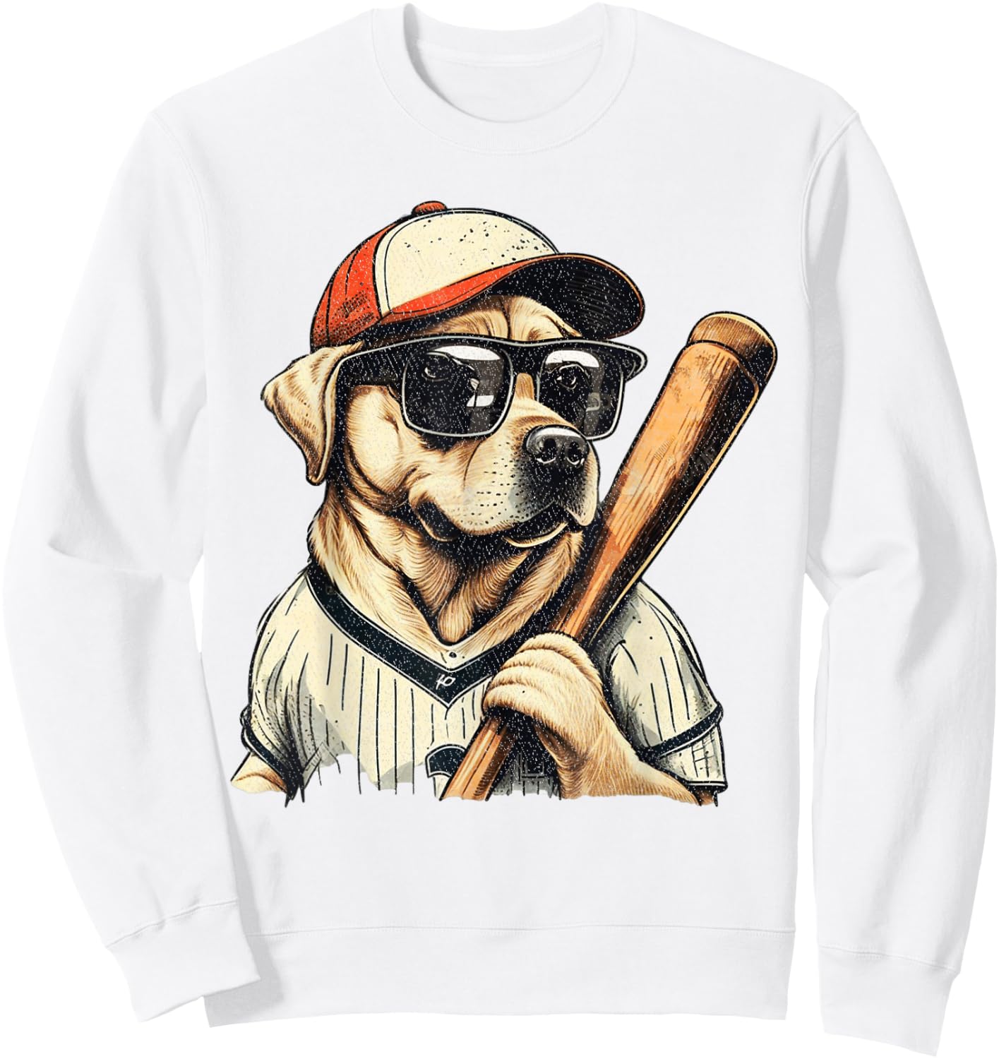 Vintage Retro Dog Playing Baseball, Puppy Pet Lover Women Girls Kids Sweatshirt - Sweatshirt | White