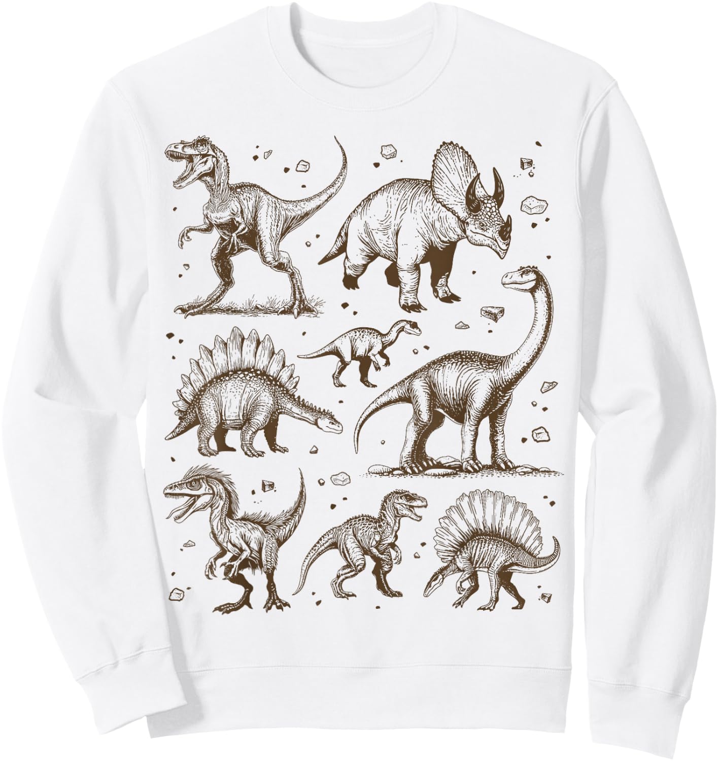 Dinosaur Paleontology Science Biology T-Rex Vintage Graphic , grey, S Sweatshirt - Sweatshirt | White
