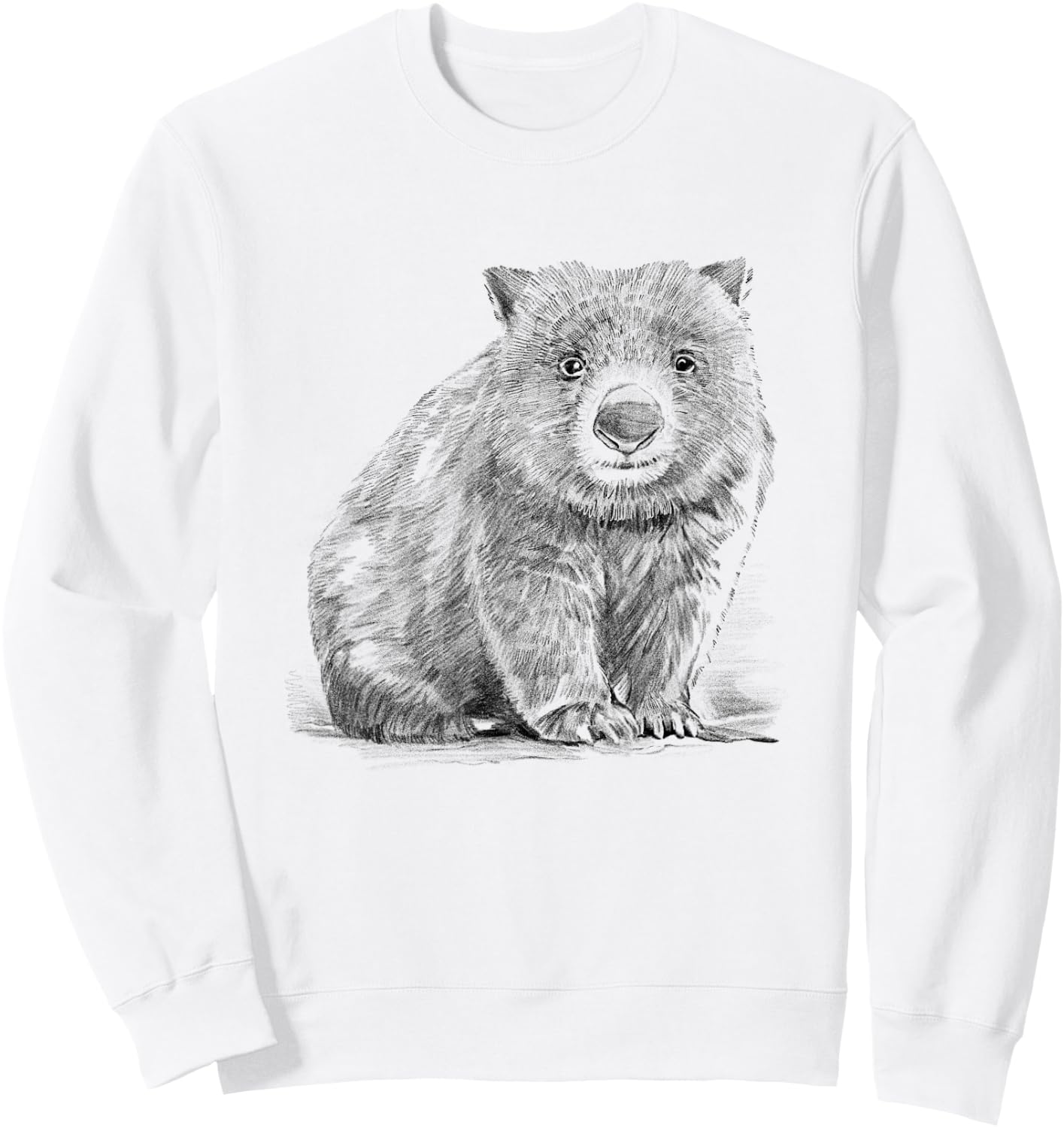 Wombat Pencil Drawing , White Sweatshirt - Sweatshirt | White