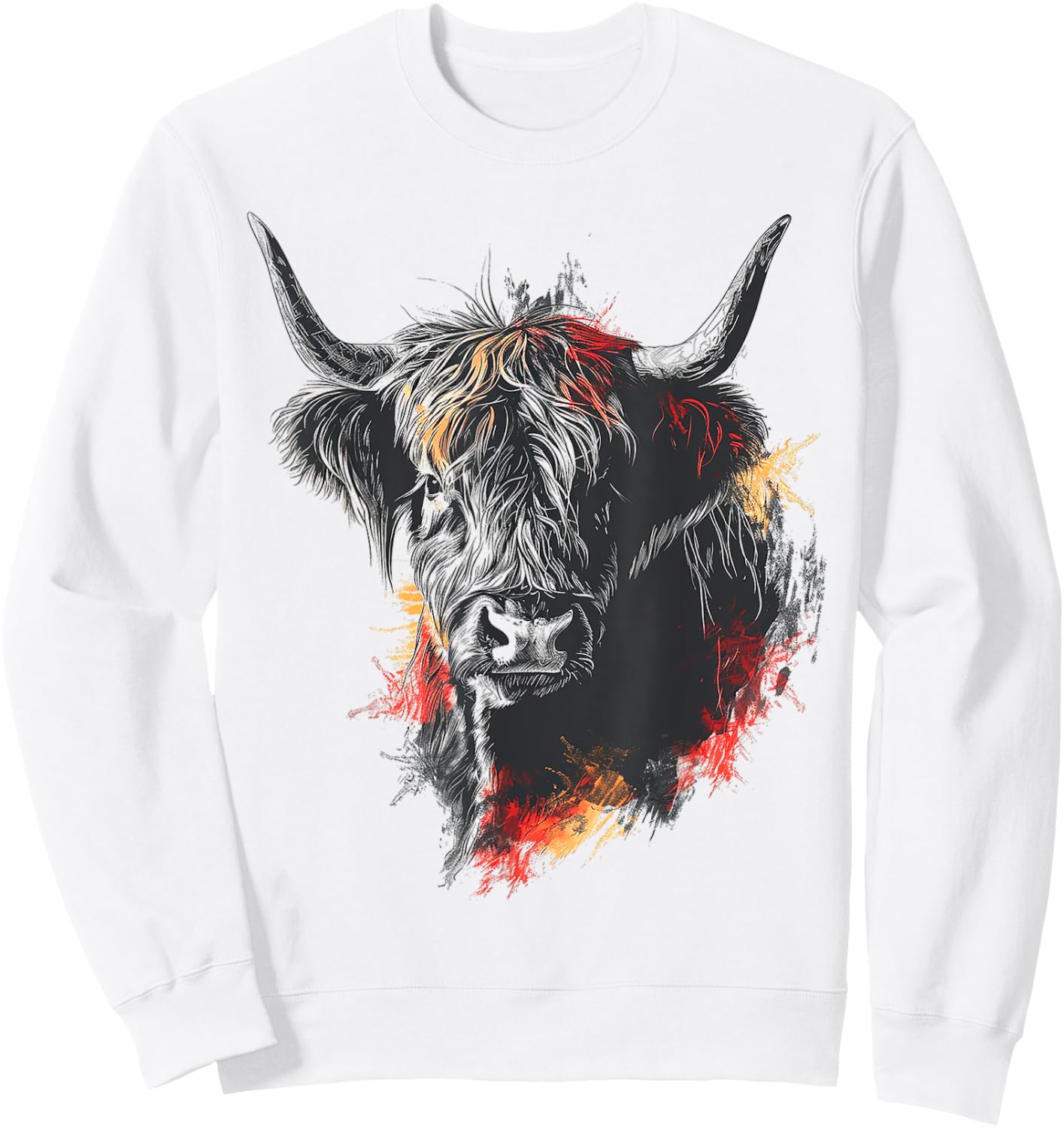 Highland Cow Tierzoo Zeichnung Hochlandkuh Sweatshirt - Sweatshirt | White