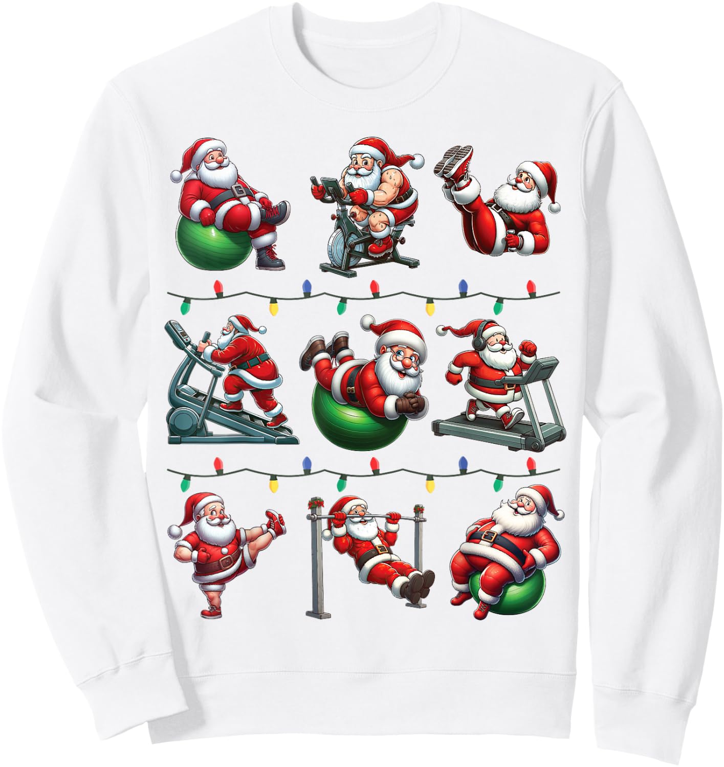 Santa Fitness Collection Gym Workout Weightlifting Christmas Sweatshirt - Sweatshirt | White