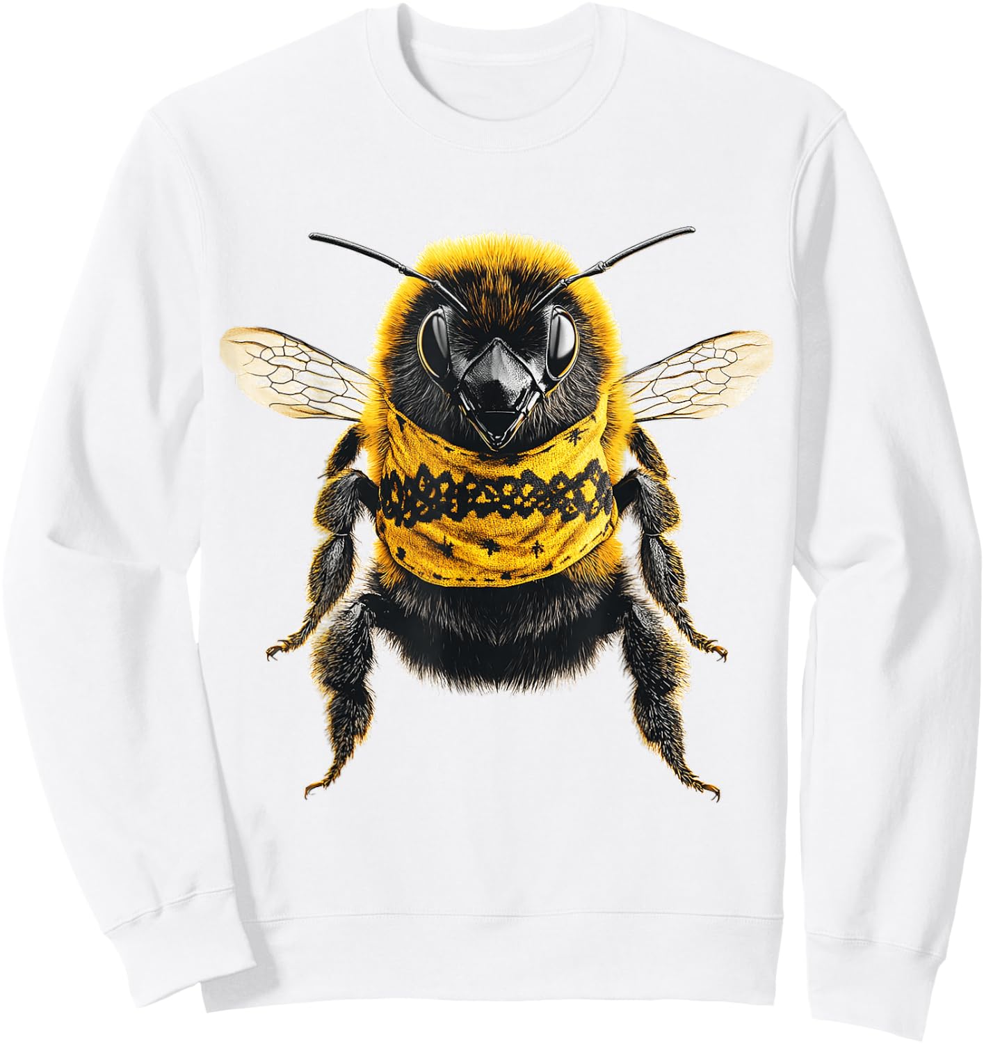 Bee Animal Motif Art Bee Sweatshirt - Sweatshirt | White