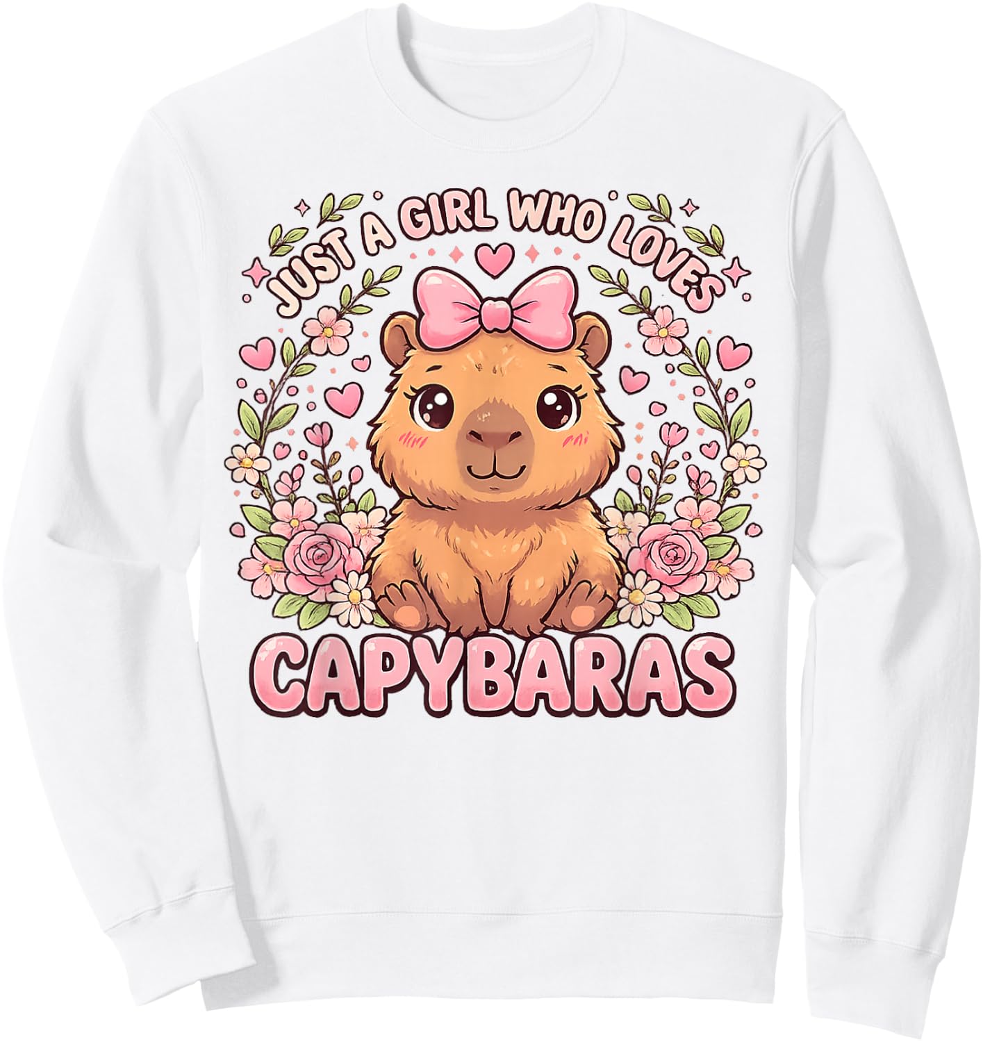 Just a Girl Who Loves Capybaras Graphic Kids Girl Sweatshirt - Sweatshirt | White