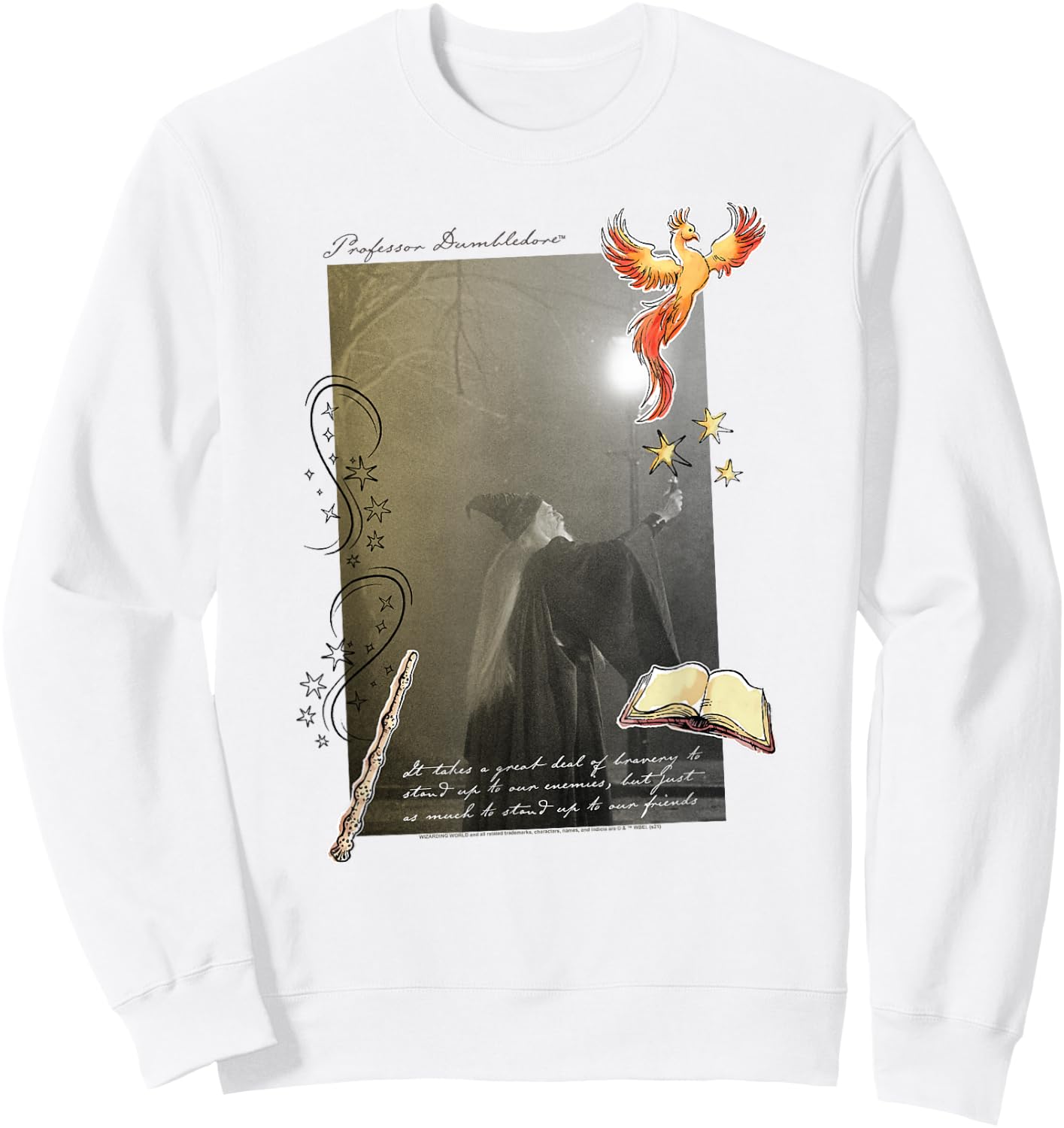 Harry Potter Dumbledore Quote and Fawkes Sweatshirt - Sweatshirt | White