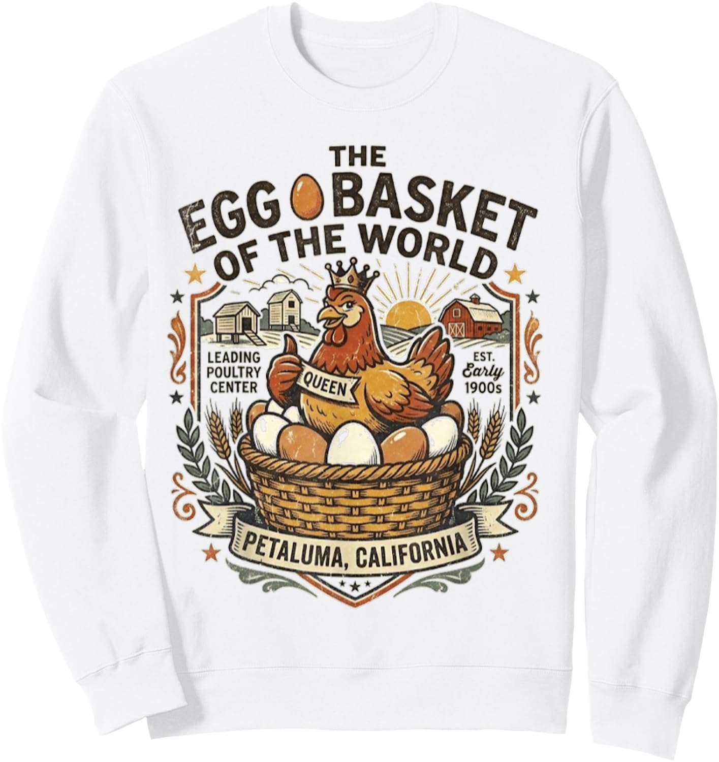 Petaluma, CA - Egg Basket of the World - Vintage Logo Sweatshirt - Sweatshirt | White