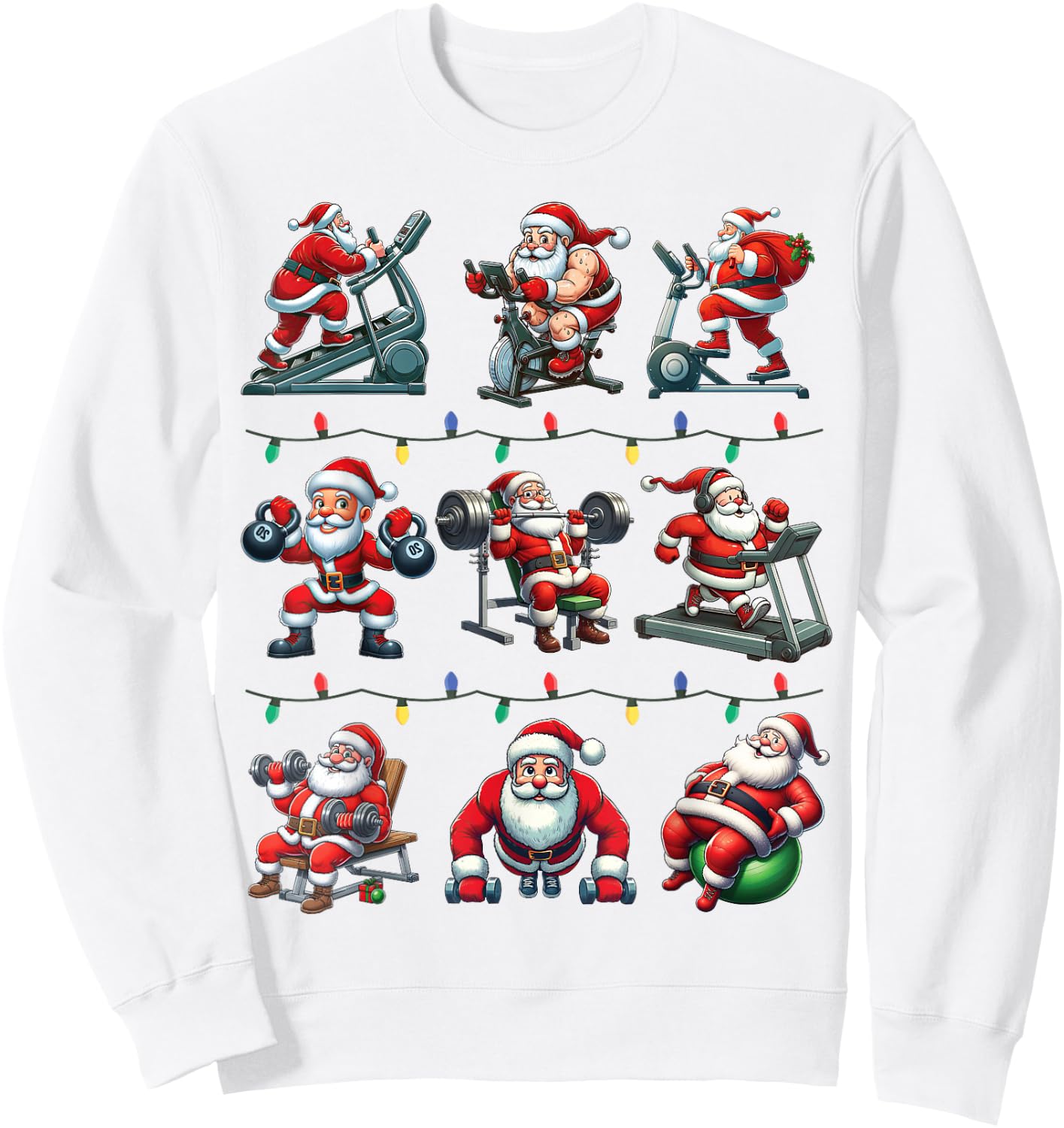 Santa Fitness Collection Gym Workout Weightlifting Christmas Sweatshirt - Sweatshirt | White