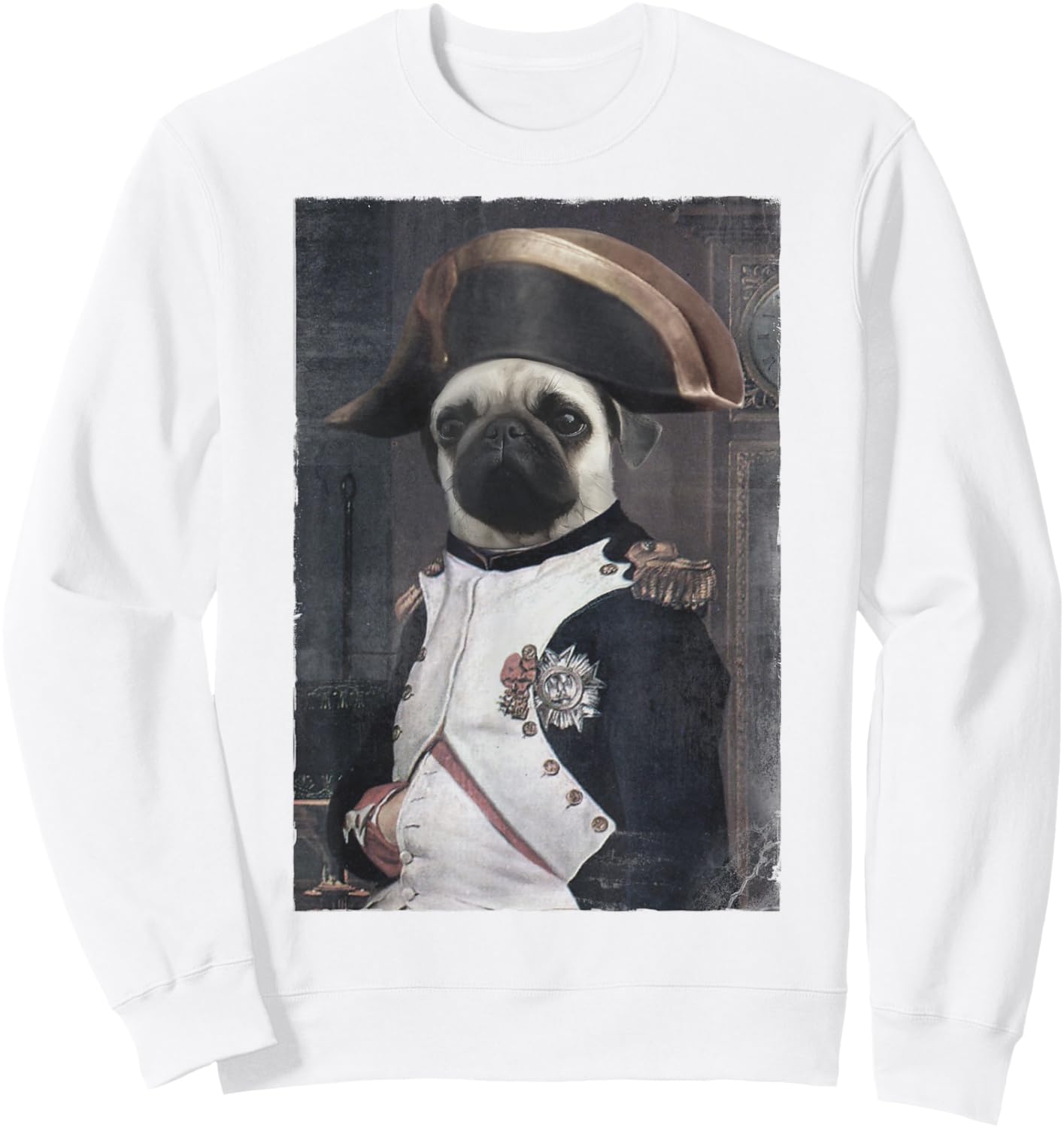Napoleon Pug Napugleon Portrait Funny Sweatshirt - Sweatshirt | White