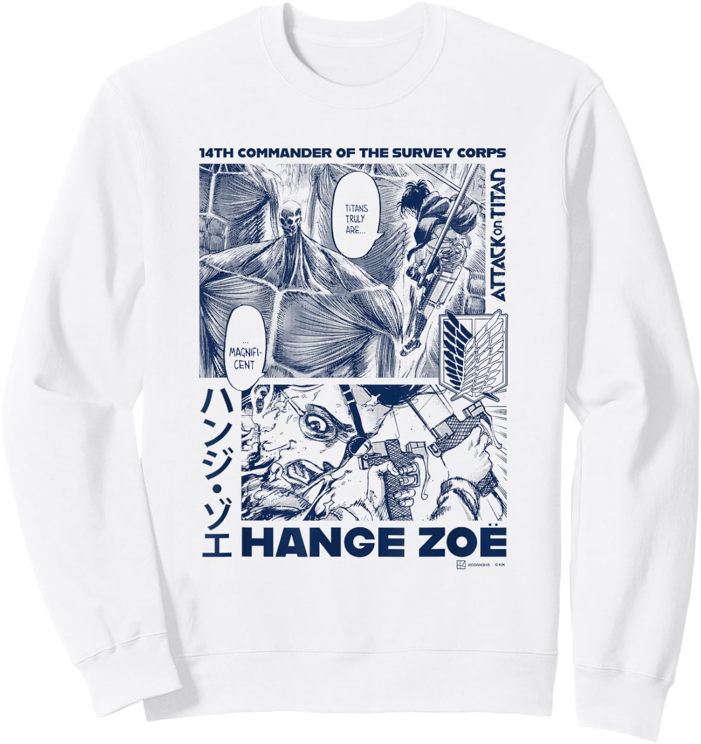 Attack on Titan Order Hange Zoe Big Chest Manga Poster Sweatshirt - Sweatshirt | White