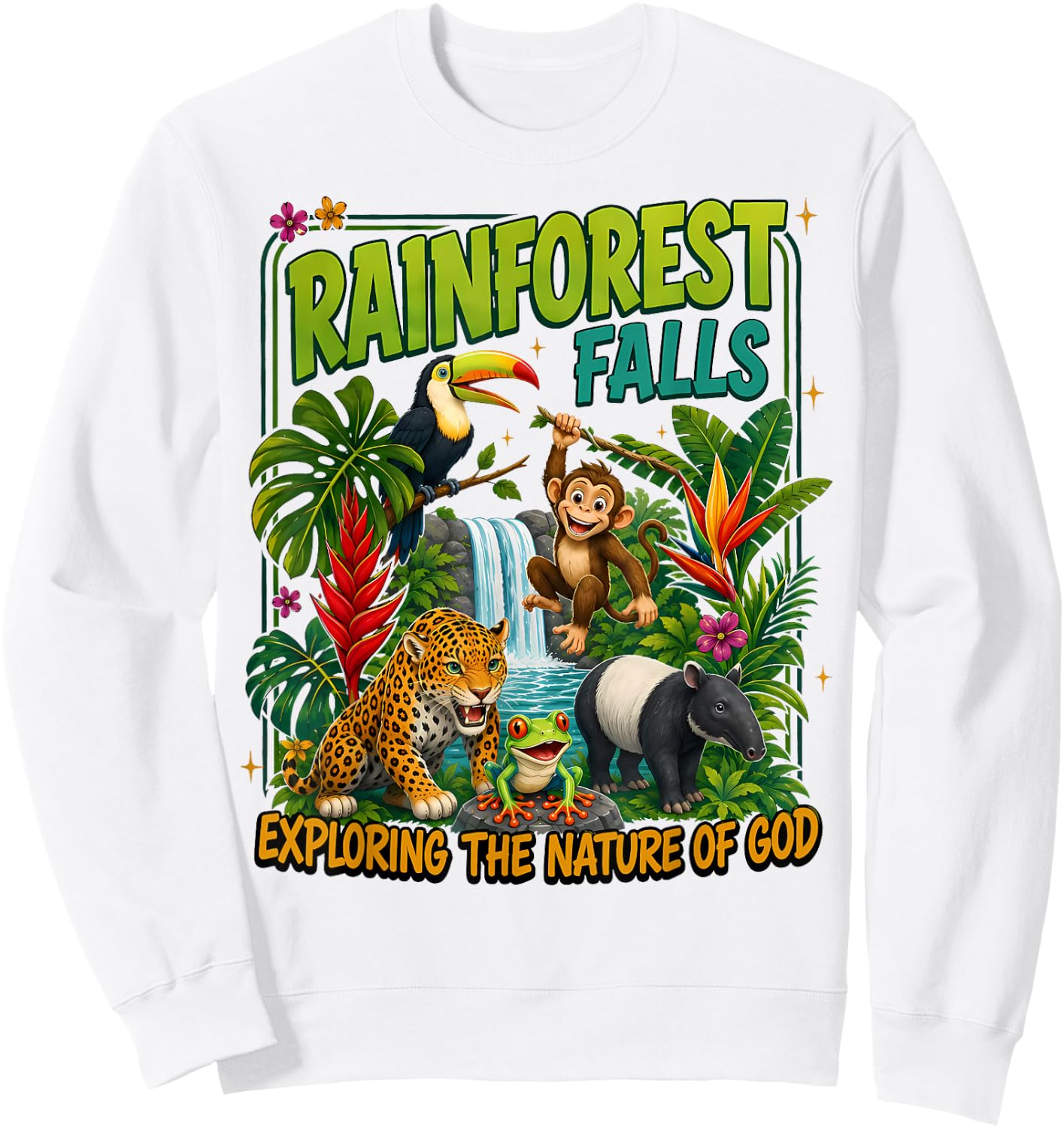 Rainforest Falls Vbs 2026 Christian Vacation Bible School Sweatshirt - Sweatshirt | White