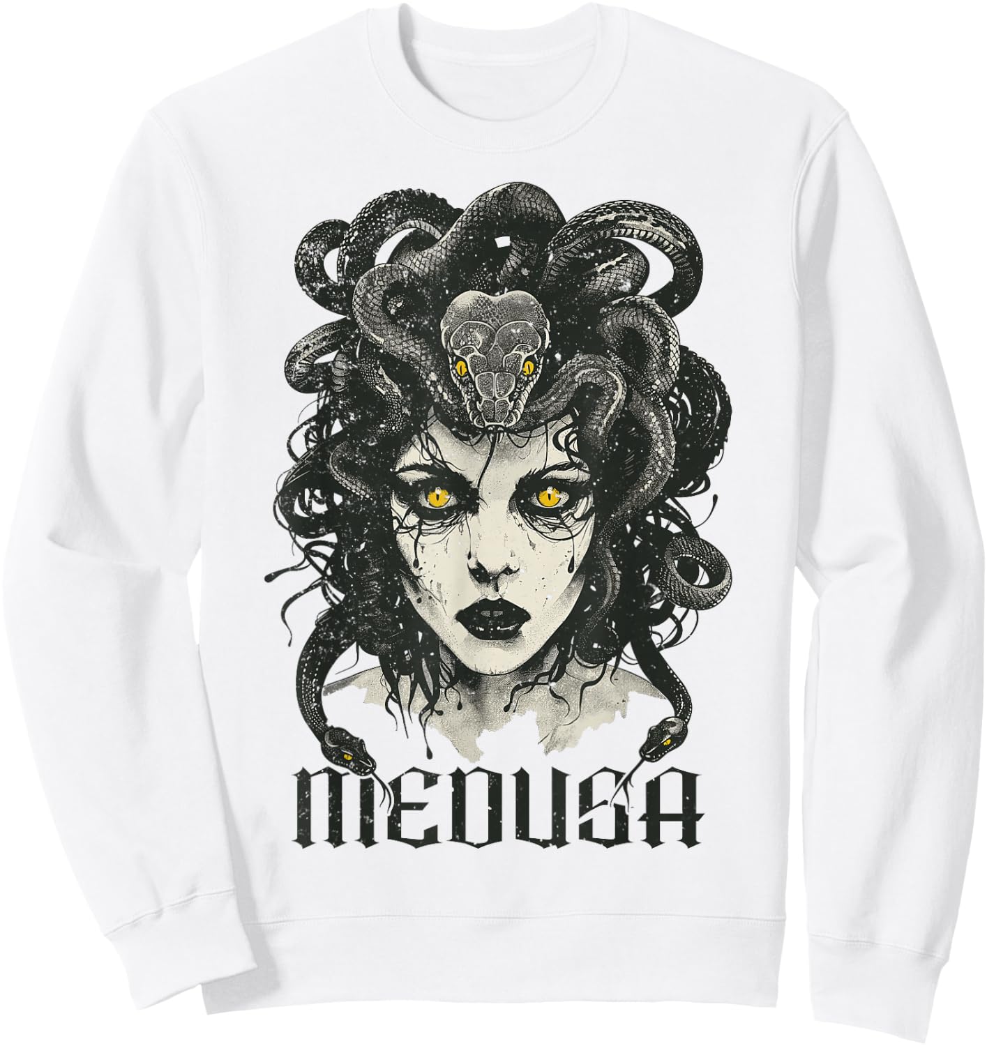 Medusa Greek Mythology Goddess with Snake Hair Sweatshirt - Sweatshirt | White