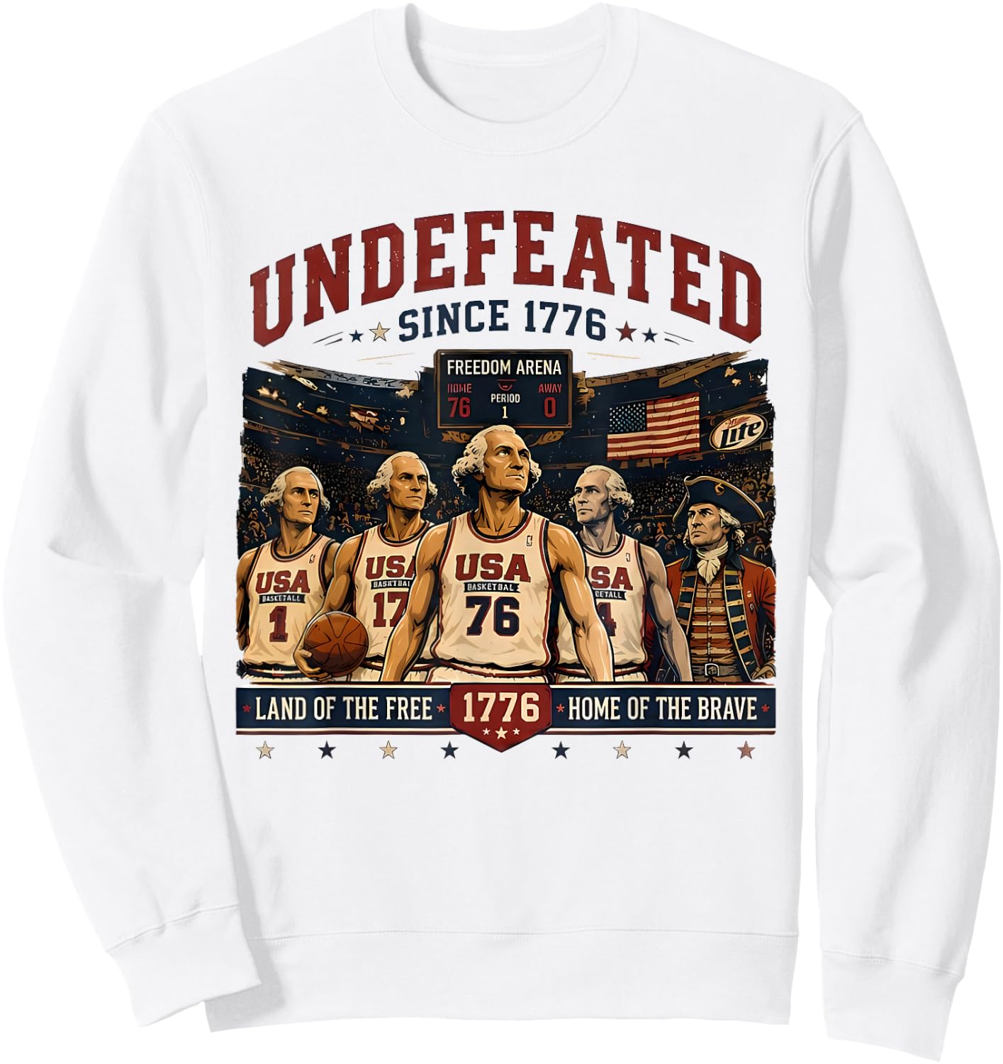 4th of July Basketball Undefeated Since 1776 250 Years Sweatshirt - Sweatshirt | White