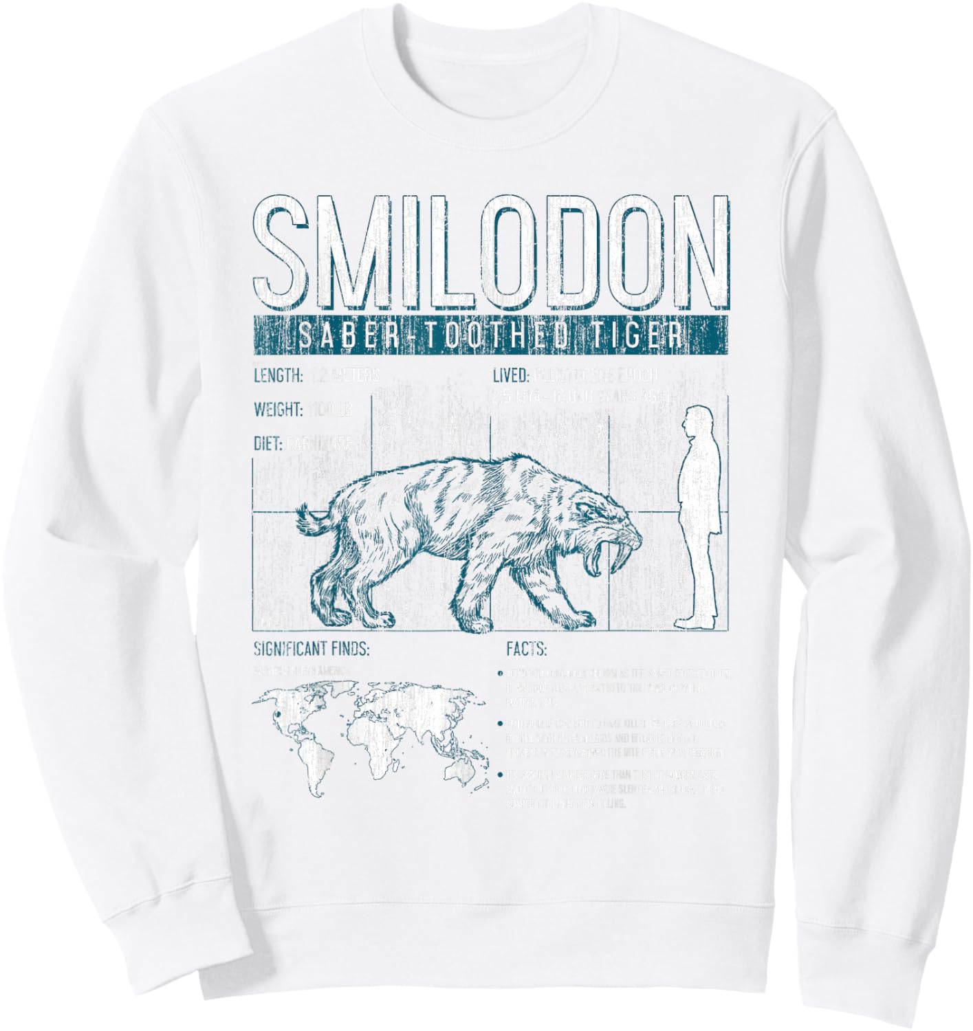 Prehistoric Shirt - Smilodon Saber-Toothed Tiger Shirt Sweatshirt - Sweatshirt | White