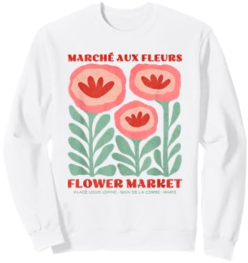 Women's Paris Botanical Market Flower Top Sweatshirt - Sweatshirt | White