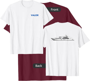 Valor Below the Deck Uniform shirt UPDATED with boat on back T-Shirt - T-Shirt | Maroon